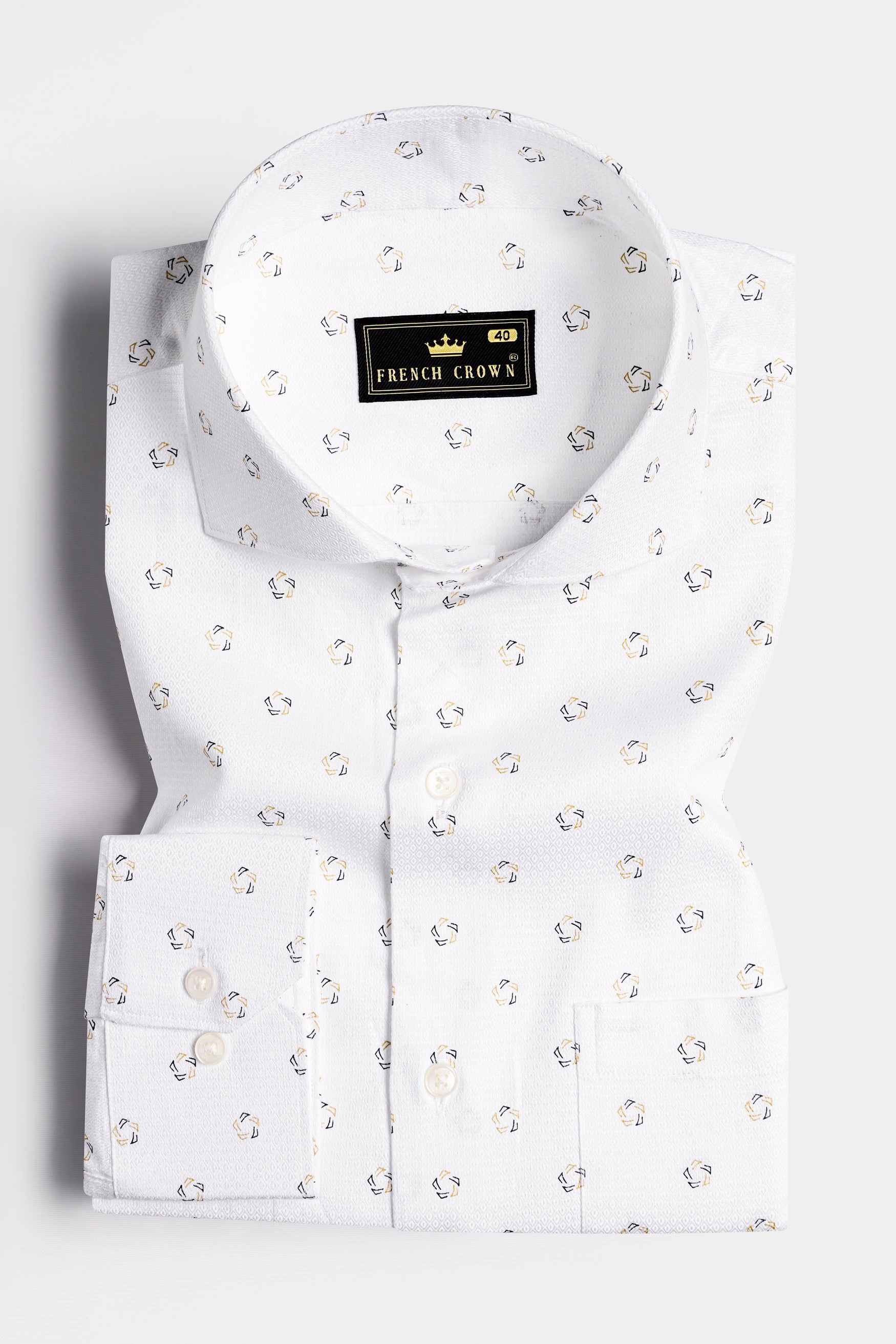 Bright White Dobby Textured Premium Giza Cotton Shirt