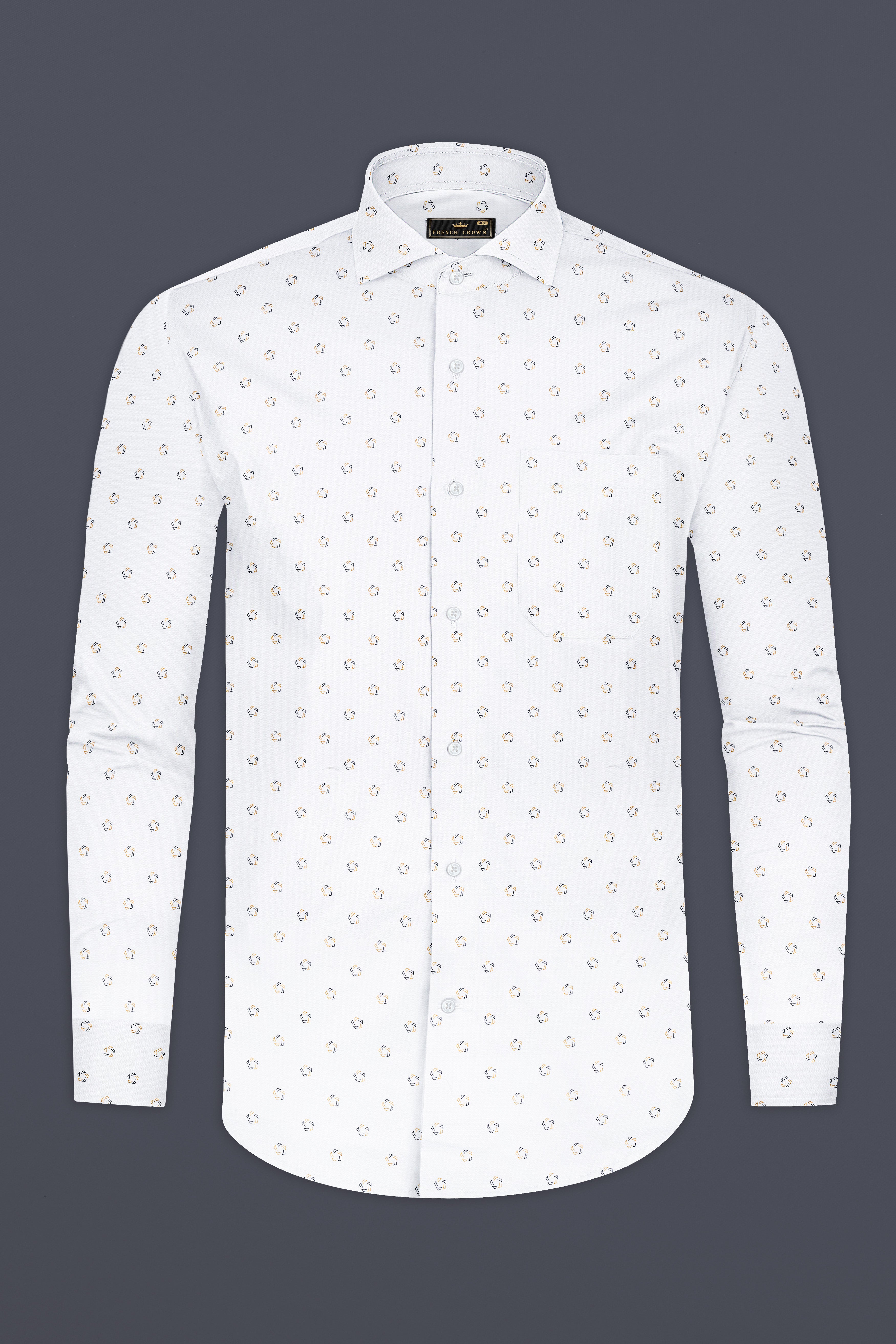 Bright White Dobby Textured Premium Giza Cotton Shirt