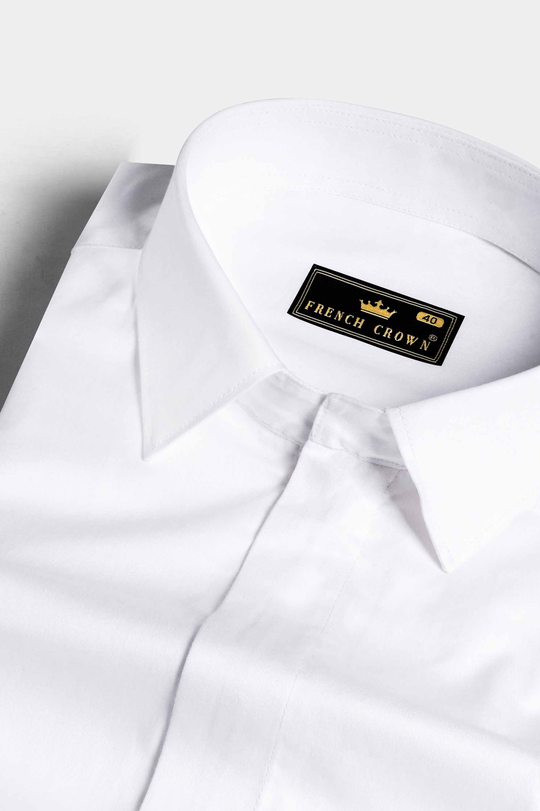 Bright White and Tuna Gray Leaves Printed Subtle Sheen Super Soft Premium Cotton Designer Shirt