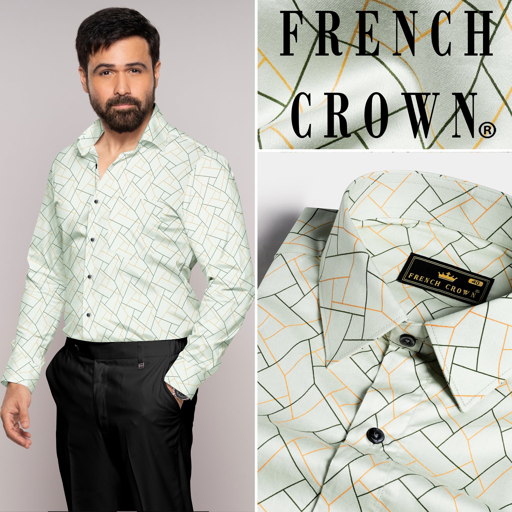 Sea Green Formal/Casual Prints Premium Cotton Shirt For Men