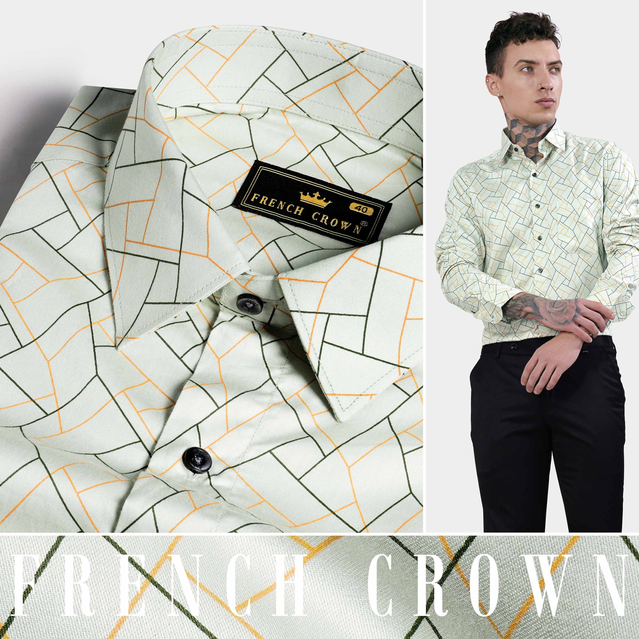 Sea Green Formal/Casual Prints Premium Cotton Shirt For Men