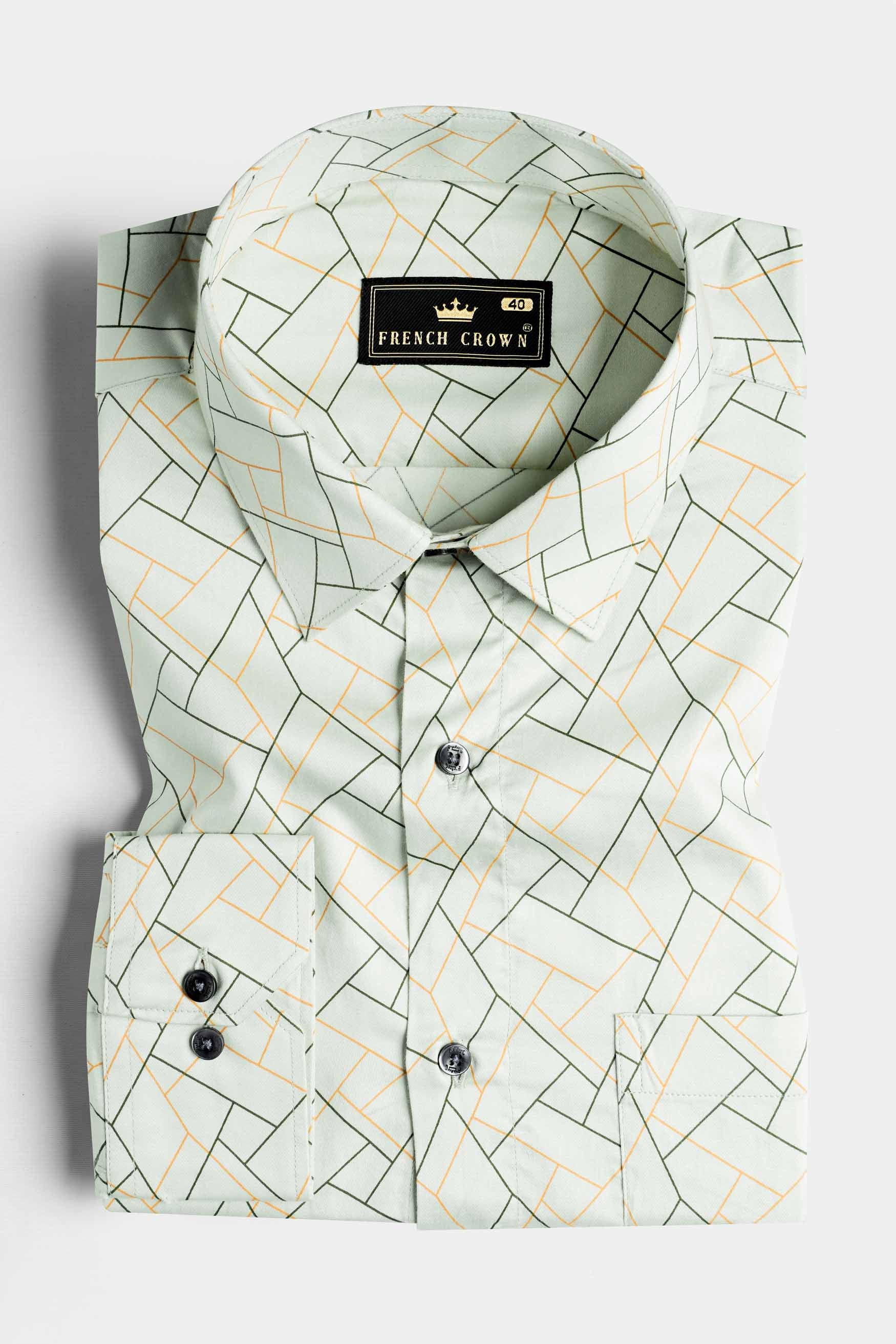 Sea Green Printed Subtle Sheen Super Soft Premium Cotton Shirt