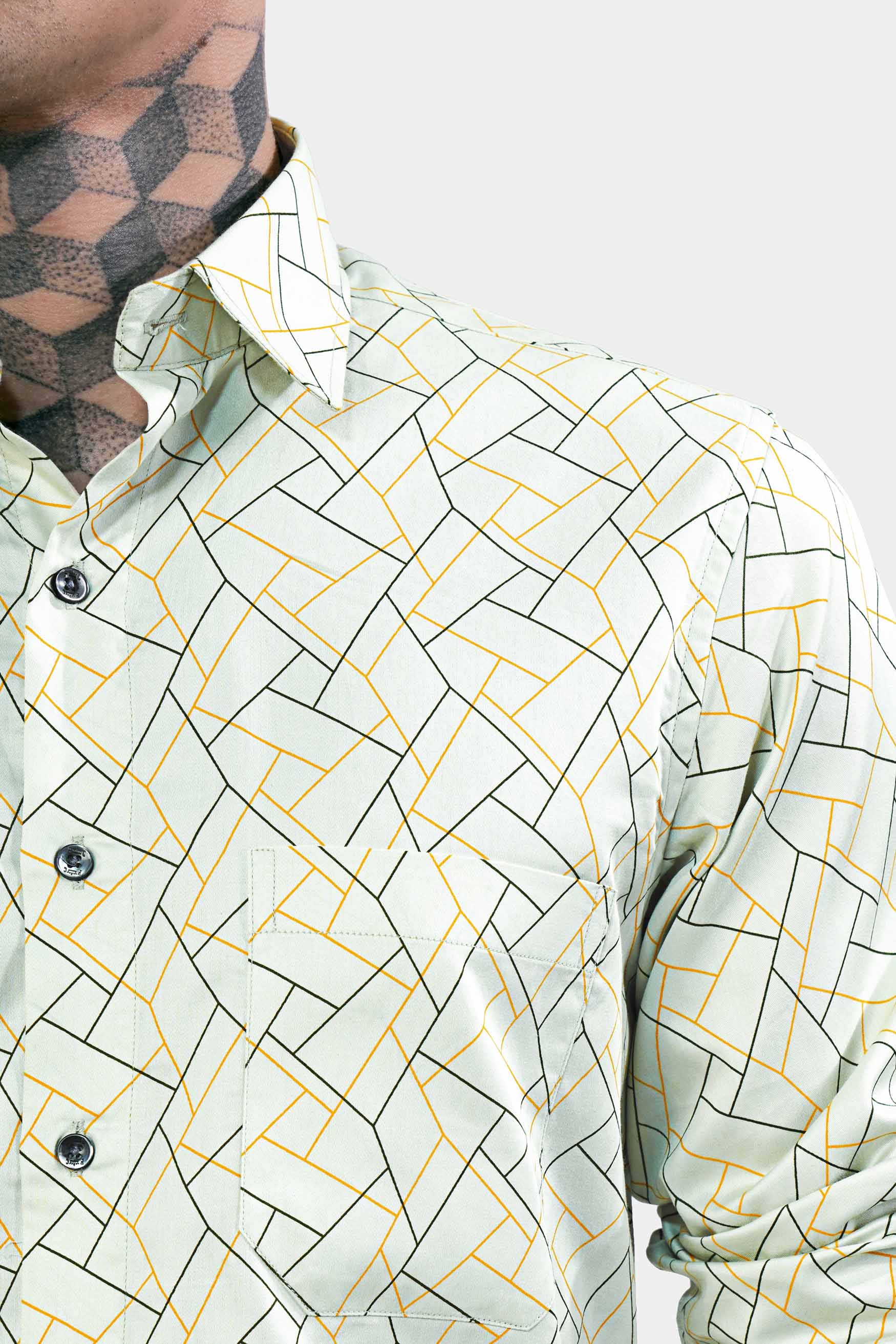 Sea Green Printed Subtle Sheen Super Soft Premium Cotton Shirt