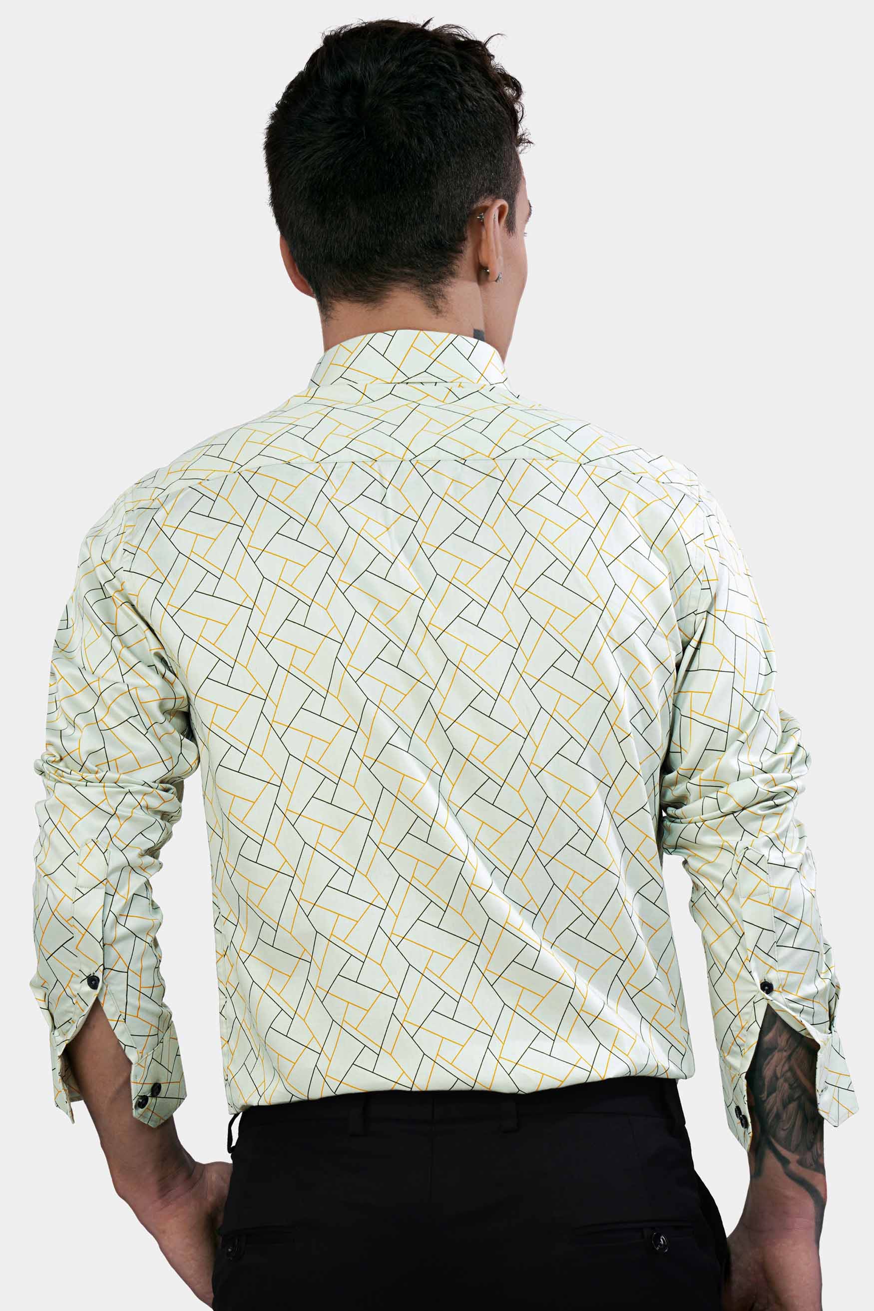 Sea Green Printed Subtle Sheen Super Soft Premium Cotton Shirt