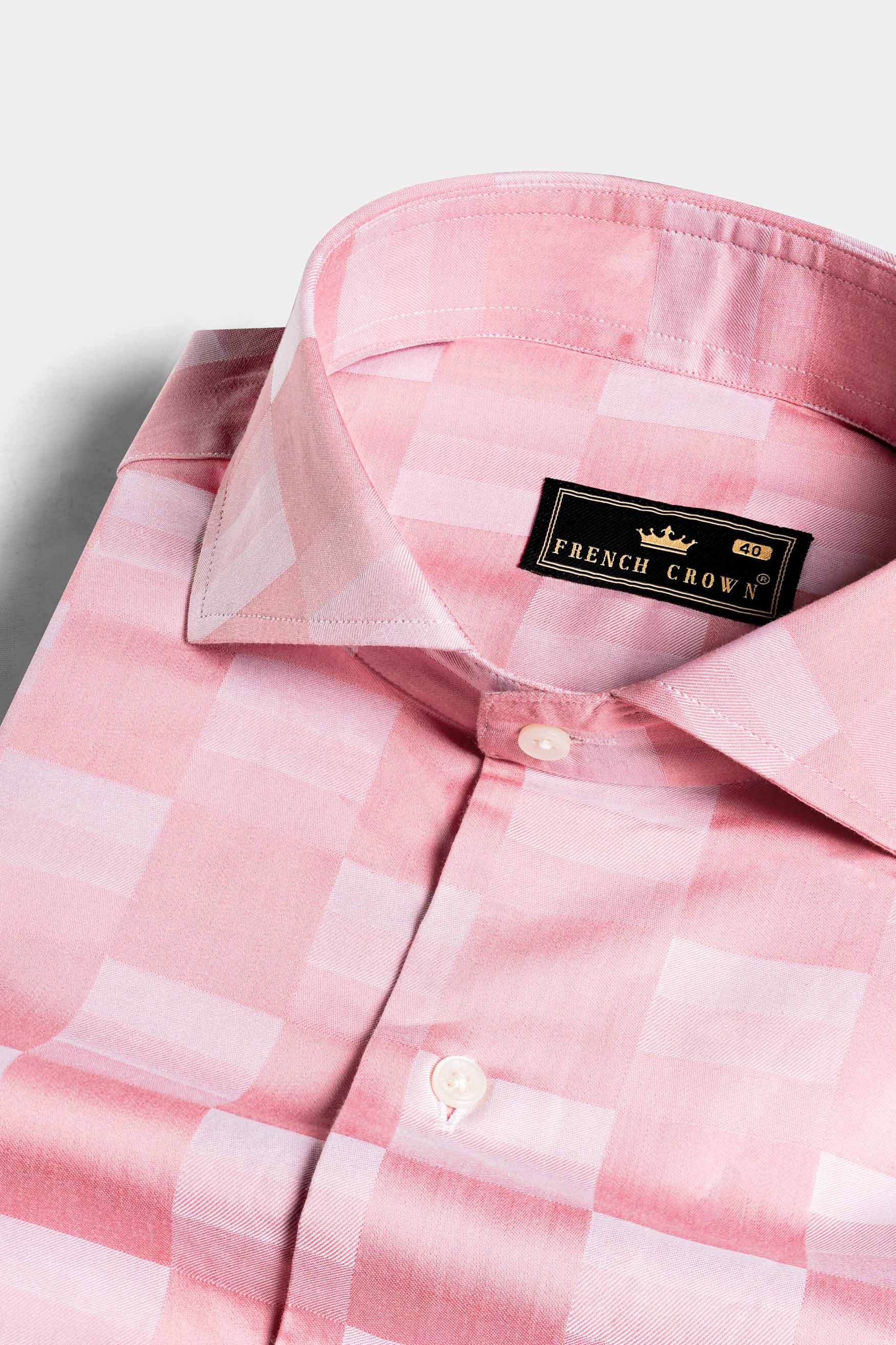 Blossom Pink and Prim Lavender Checked Jacquard Textured Premium Giza Cotton Shirt 11450-CA-38, 11450-CA-H-38, 11450-CA-39, 11450-CA-H-39, 11450-CA-40, 11450-CA-H-40, 11450-CA-42, 11450-CA-H-42, 11450-CA-44, 11450-CA-H-44, 11450-CA-46, 11450-CA-H-46, 11450-CA-48, 11450-CA-H-48, 11450-CA-50, 11450-CA-H-50, 11450-CA-52, 11450-CA-H-52