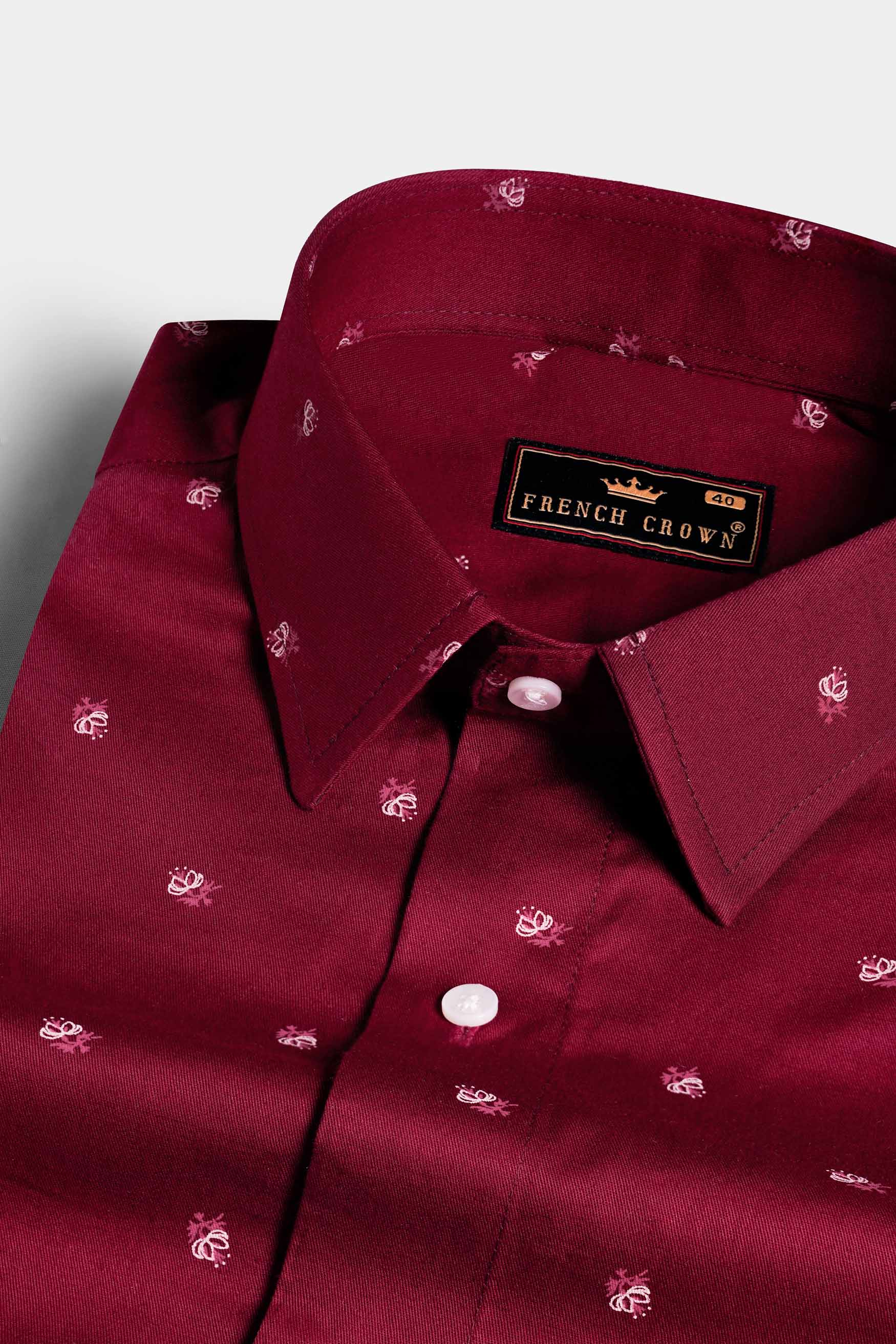 Bulgarian Maroon Ditsy Printed Royal Oxford Shirt