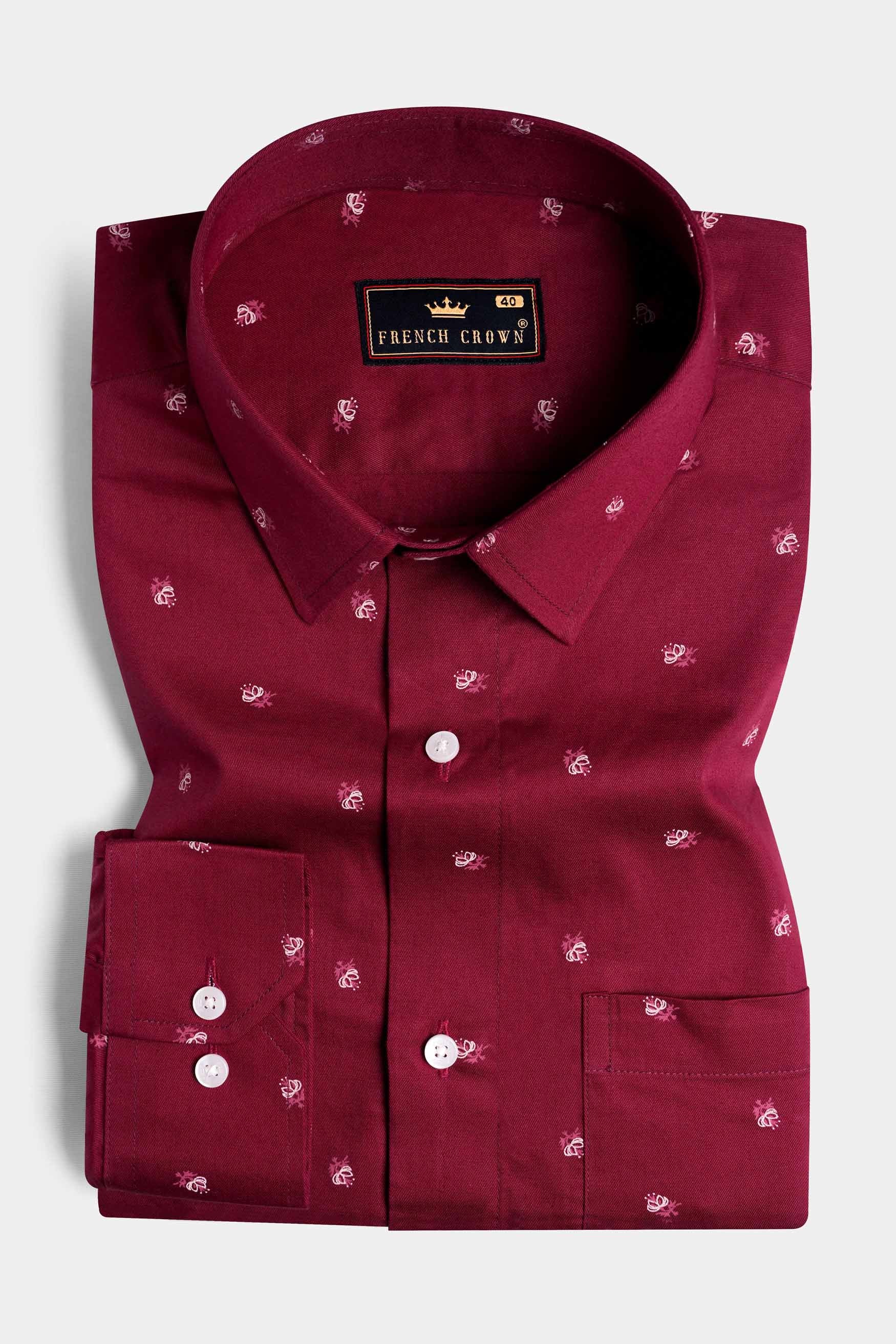 Bulgarian Maroon Ditsy Printed Royal Oxford Shirt