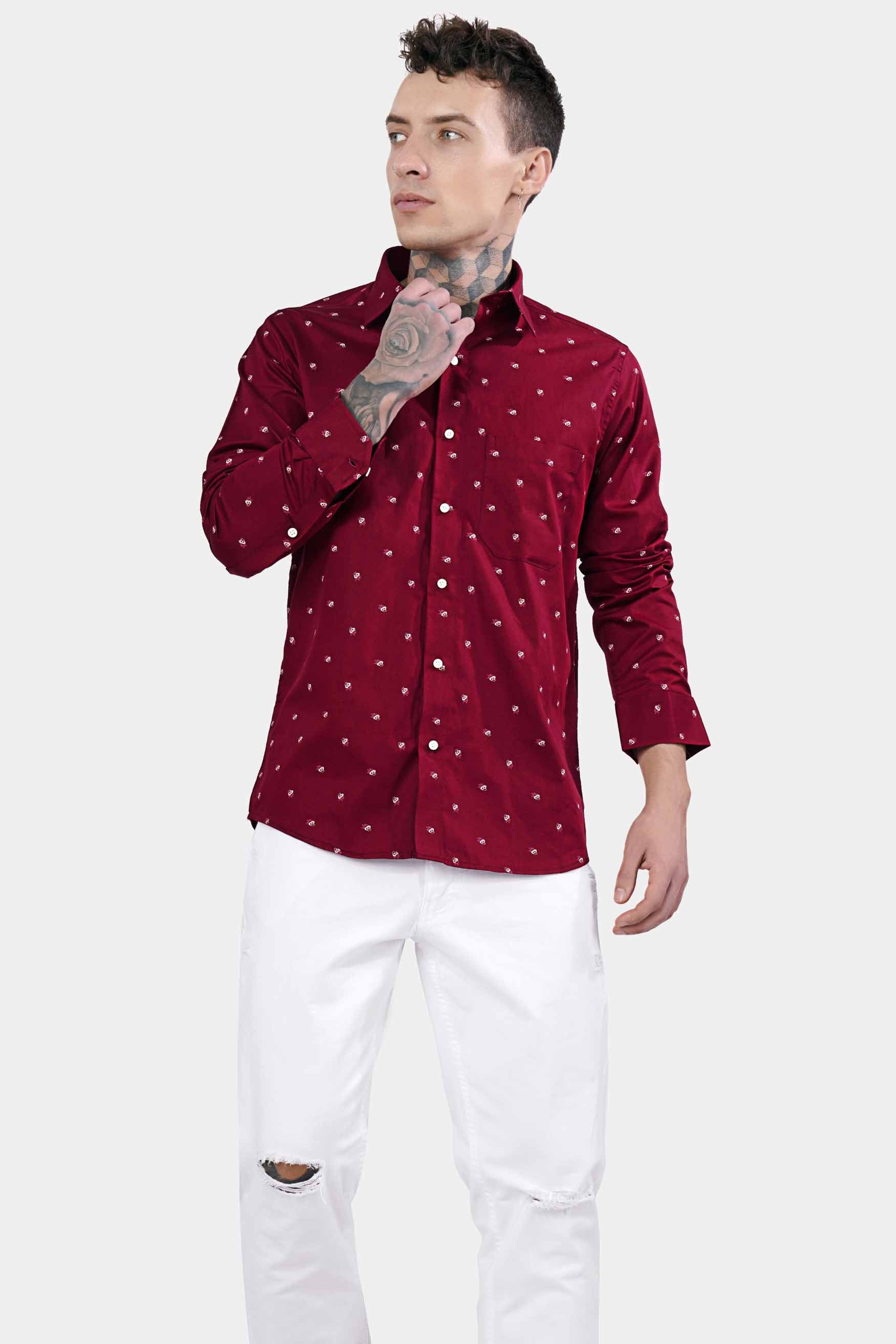 Bulgarian Maroon Ditsy Printed Royal Oxford Shirt