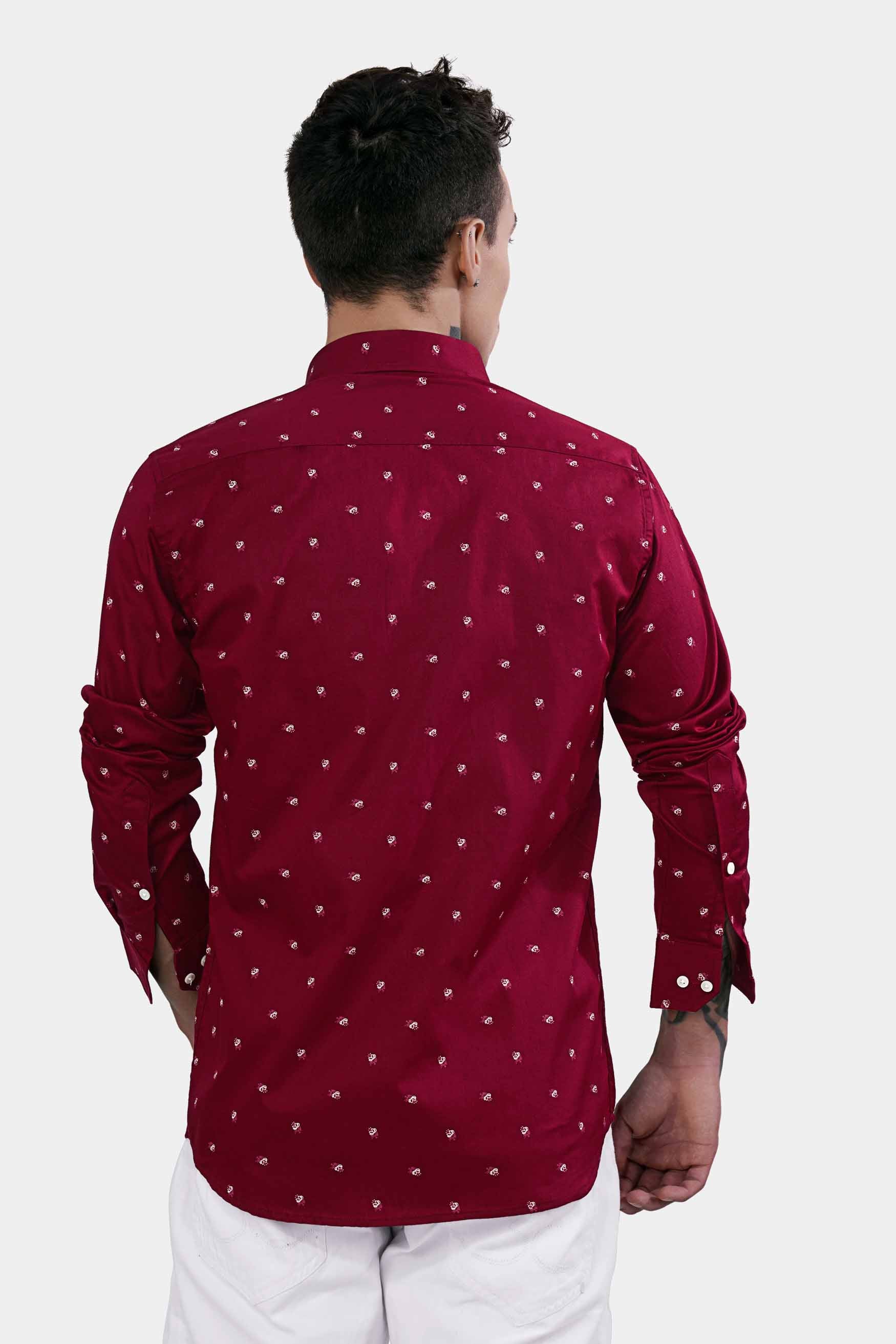 Bulgarian Maroon Ditsy Printed Royal Oxford Shirt
