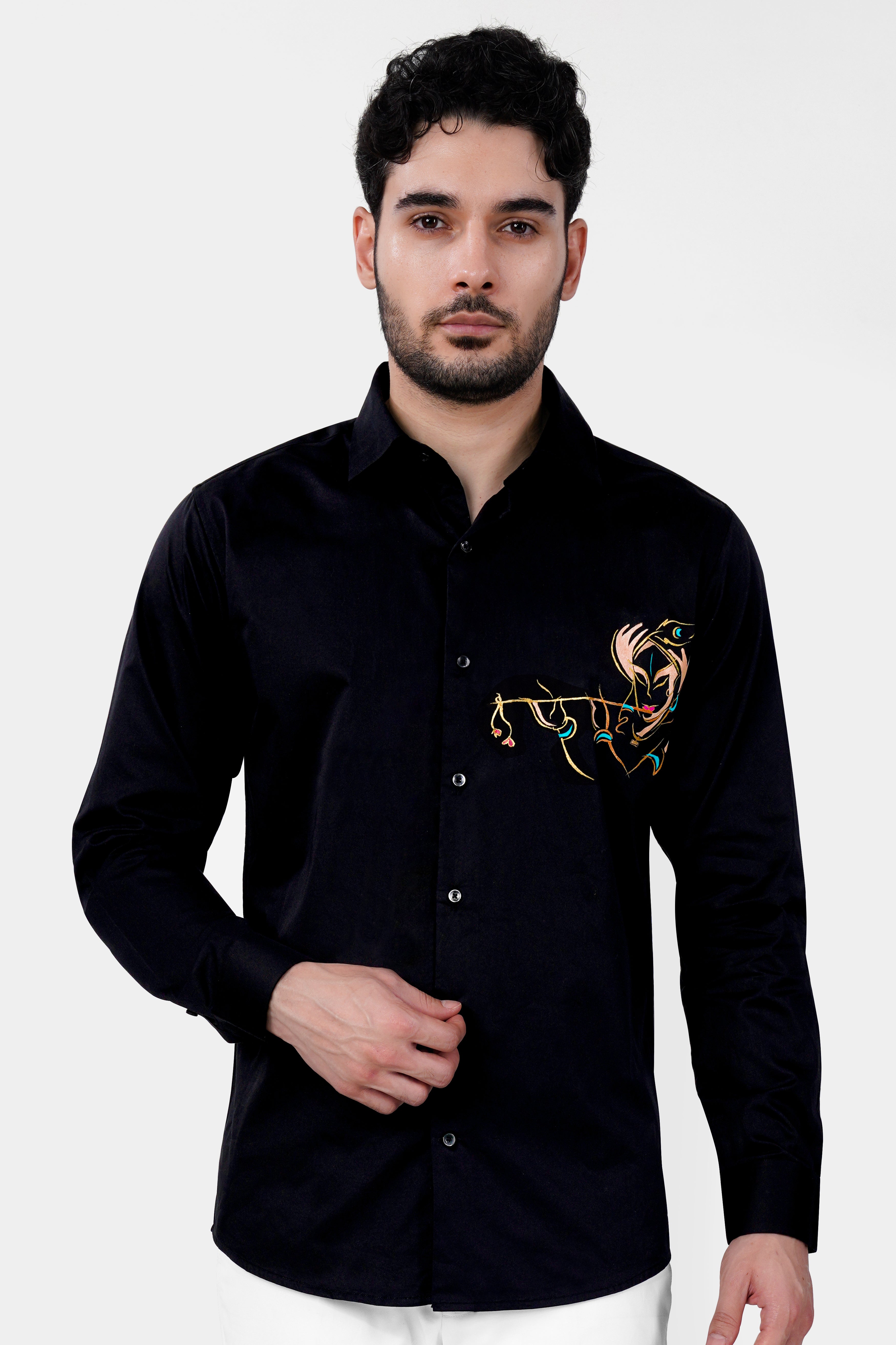 Jade Black Shree Krishna Painted Super Soft Premium Cotton Designer Shirt 11471-BLK-RPRT105-38, 11471-BLK-RPRT105-H-38, 11471-BLK-RPRT105-39, 11471-BLK-RPRT105-H-39, 11471-BLK-RPRT105-40, 11471-BLK-RPRT105-H-40, 11471-BLK-RPRT105-42, 11471-BLK-RPRT105-H-42, 11471-BLK-RPRT105-44, 11471-BLK-RPRT105-H-44, 11471-BLK-RPRT105-46, 11471-BLK-RPRT105-H-46, 11471-BLK-RPRT105-48, 11471-BLK-RPRT105-H-48, 11471-BLK-RPRT105-50, 11471-BLK-RPRT105-H-50, 11471-BLK-RPRT105-52, 11471-BLK-RPRT105-H-52