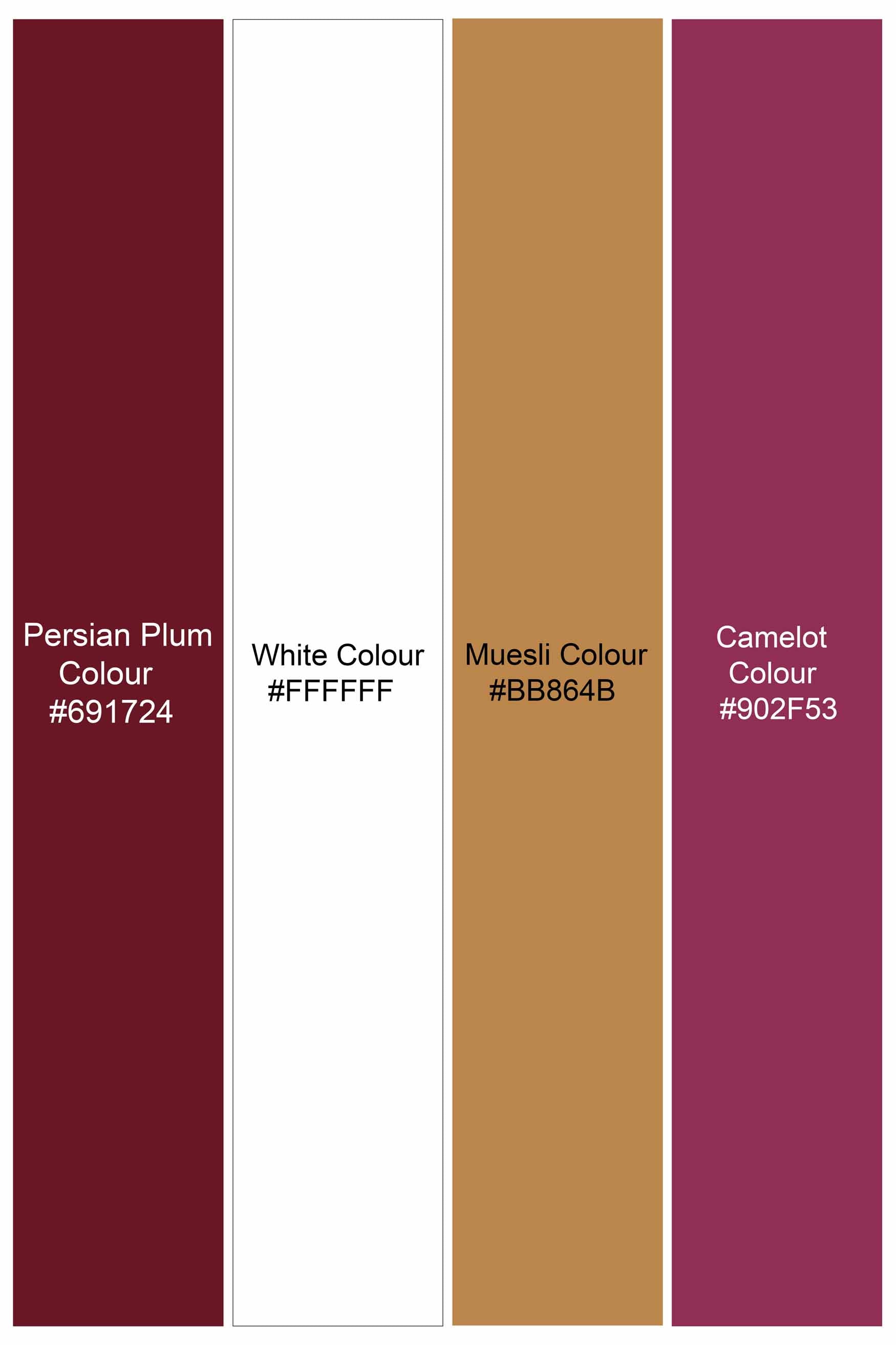 Persian Plum Maroon and White Multicolour Floral Printed Subtle Sheen Super Soft Premium Cotton Designer Shirt