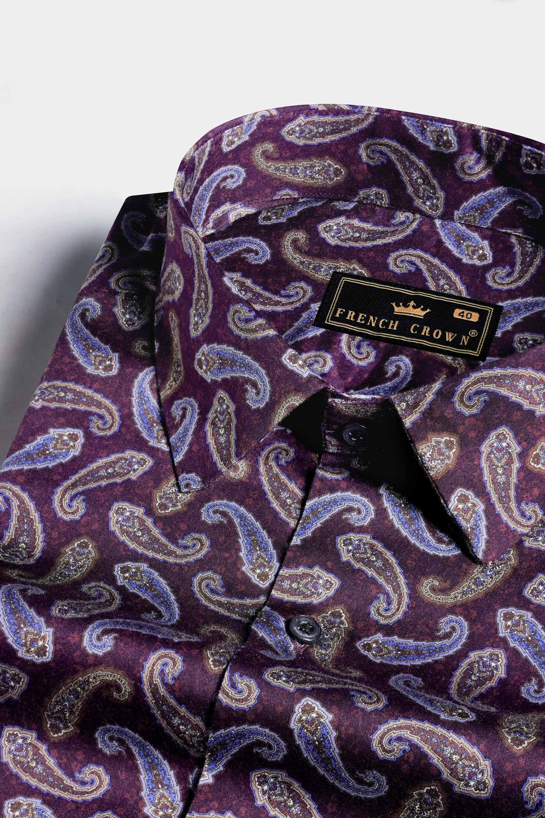 Ripe Plum Purple Multicolour Paisley Printed Subtle Sheen Super Soft Premium Cotton Designer Shirt 11478-BLK-38, 11478-BLK-H-38, 11478-BLK-39, 11478-BLK-H-39, 11478-BLK-40, 11478-BLK-H-40, 11478-BLK-42, 11478-BLK-H-42, 11478-BLK-44, 11478-BLK-H-44, 11478-BLK-46, 11478-BLK-H-46, 11478-BLK-48, 11478-BLK-H-48, 11478-BLK-50, 11478-BLK-H-50, 11478-BLK-52, 11478-BLK-H-52