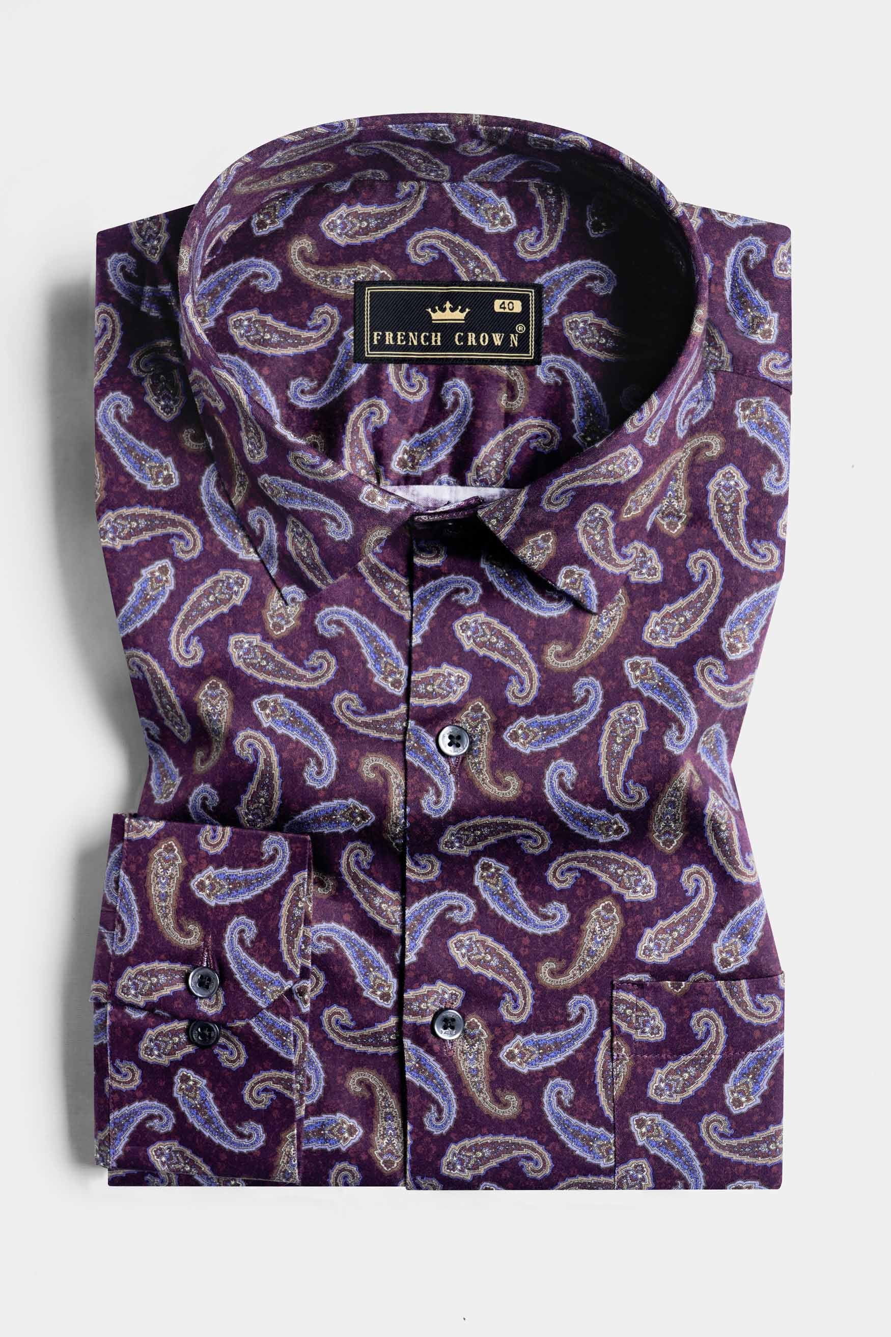 Ripe Plum Purple Multicolour Paisley Printed Subtle Sheen Super Soft Premium Cotton Designer Shirt 11478-BLK-38, 11478-BLK-H-38, 11478-BLK-39, 11478-BLK-H-39, 11478-BLK-40, 11478-BLK-H-40, 11478-BLK-42, 11478-BLK-H-42, 11478-BLK-44, 11478-BLK-H-44, 11478-BLK-46, 11478-BLK-H-46, 11478-BLK-48, 11478-BLK-H-48, 11478-BLK-50, 11478-BLK-H-50, 11478-BLK-52, 11478-BLK-H-52