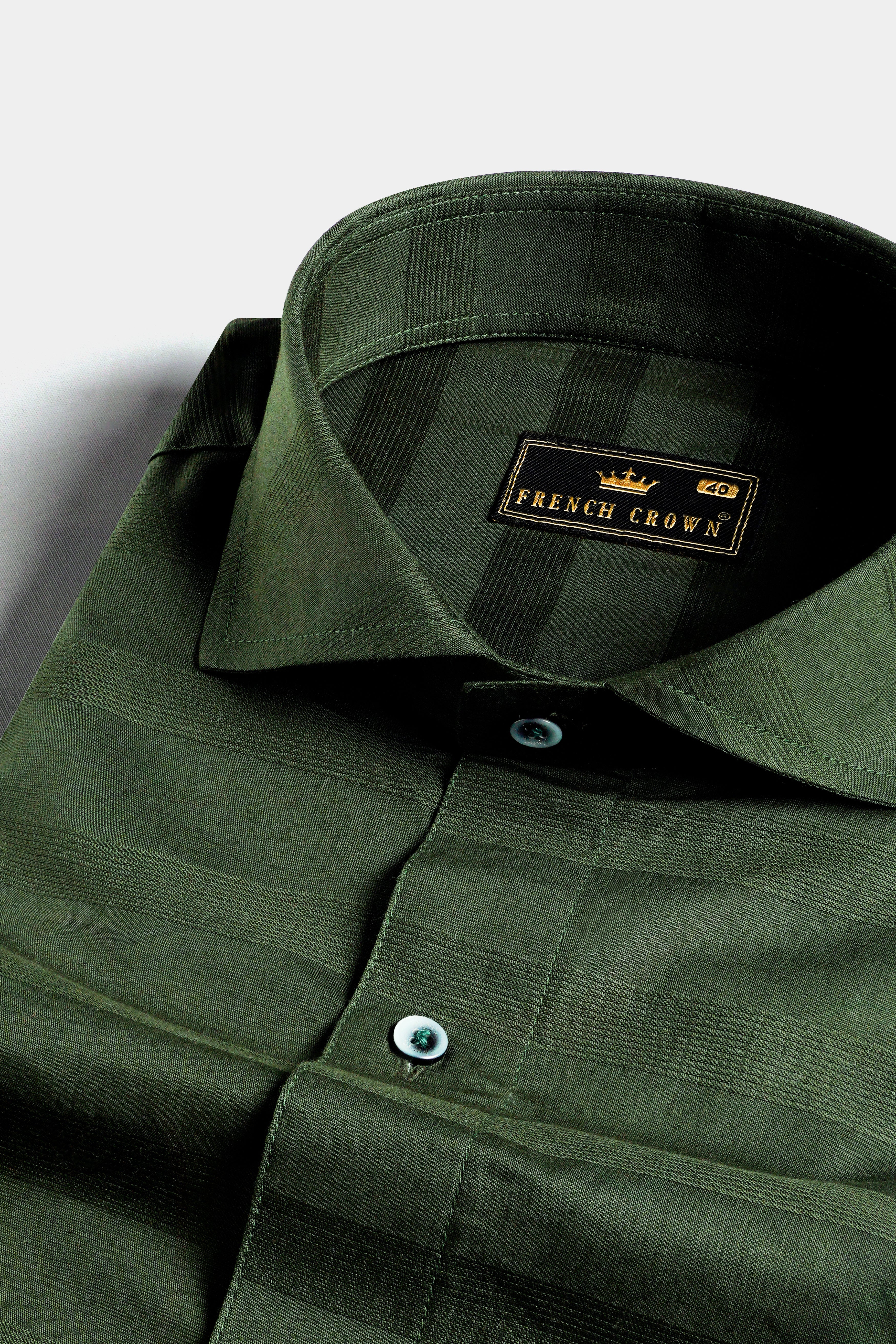 Finch Green Dobby Textured Premium Giza Cotton Shirt