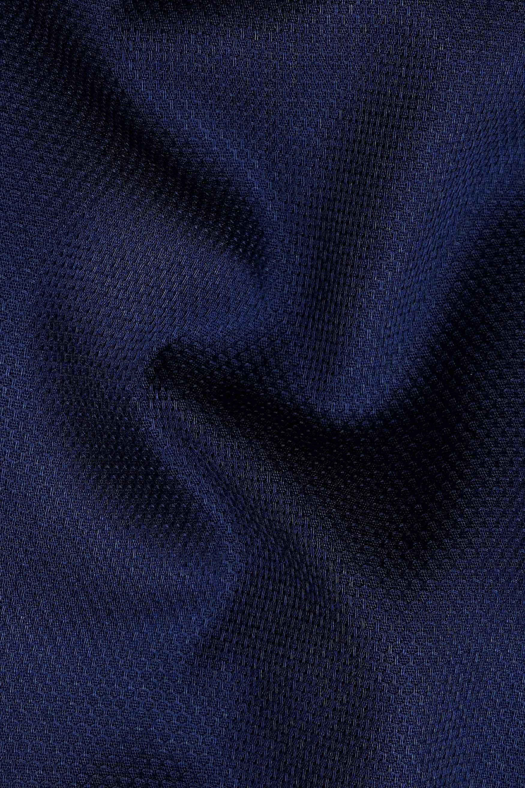 Firefly Blue Dobby Textured Premium Giza Cotton Shirt