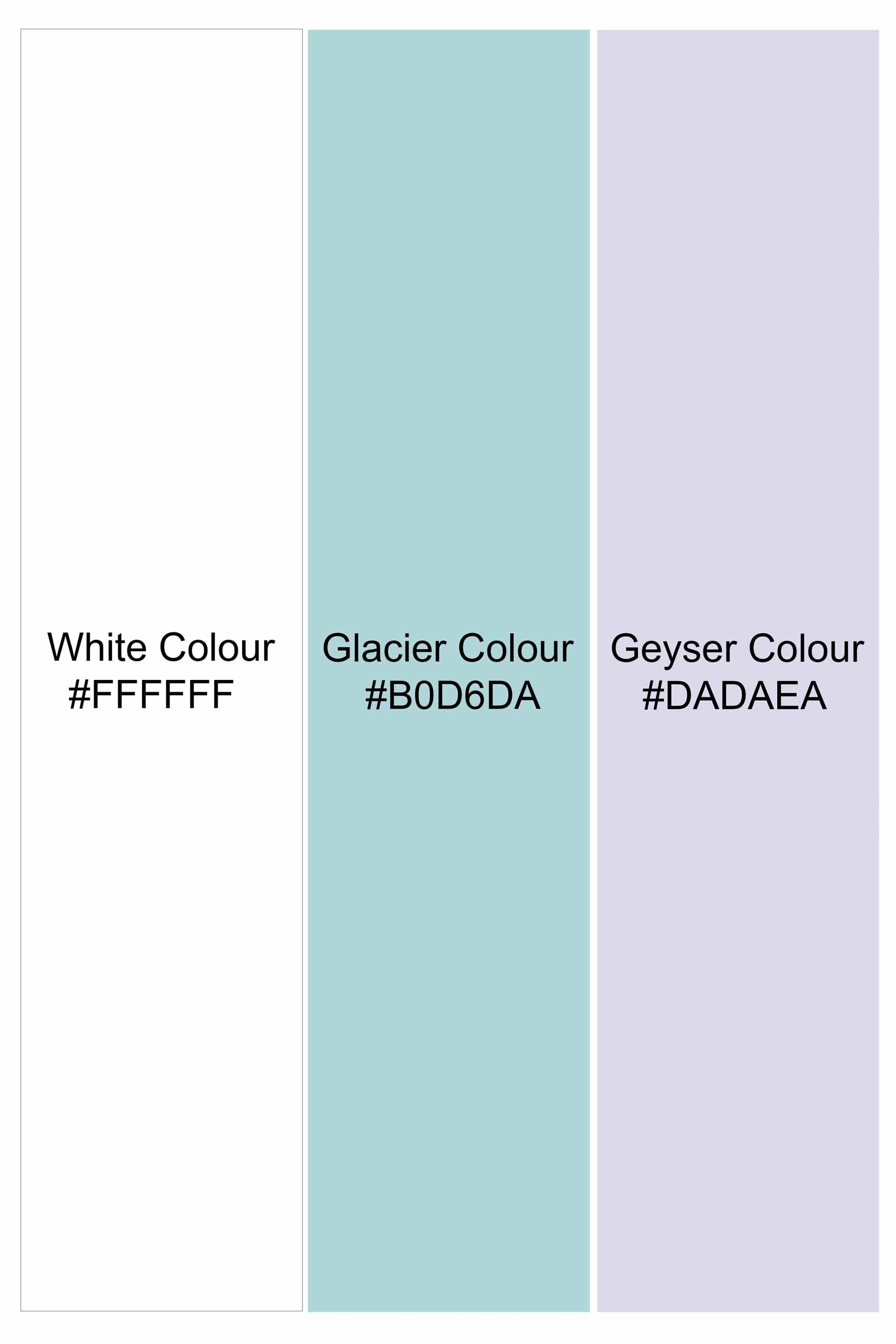 Bright White and Glacier Green Dobby Textured Premium Giza Cotton Shirt