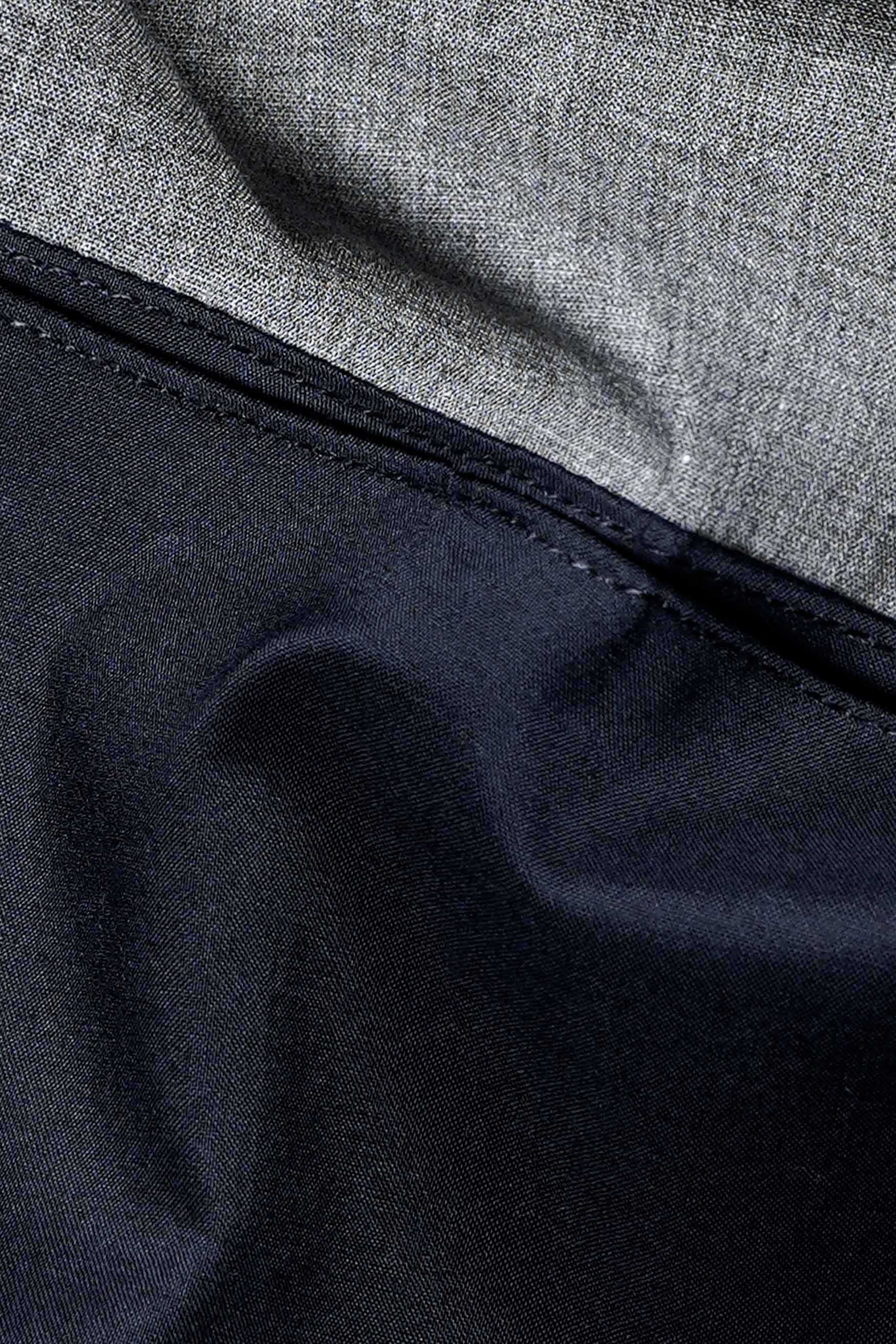 Dim Gray with Black Pockets Chambray Designer Shirt