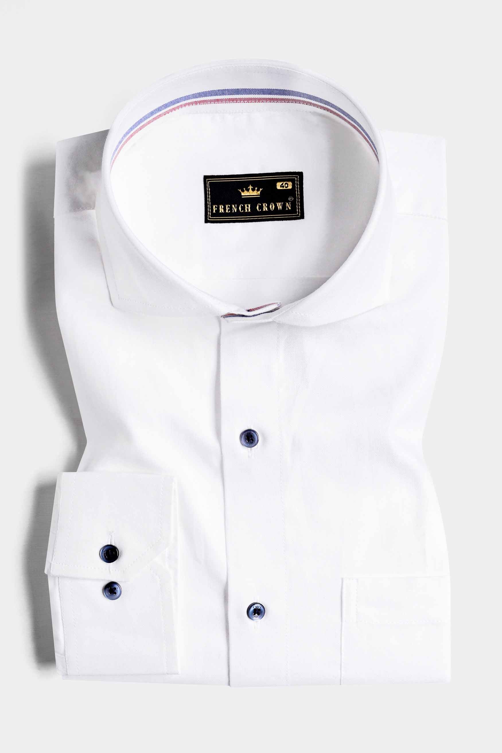 Bright White with Dusky Blue and Thulian Pink Dual Striped Royal Oxford Shirt