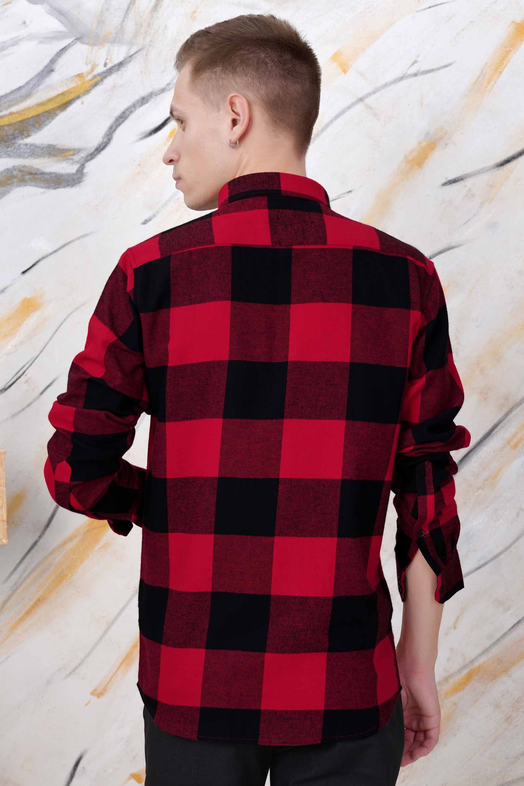 Cornell Red and Cinder Black Checked Flannel Button Down Shirt