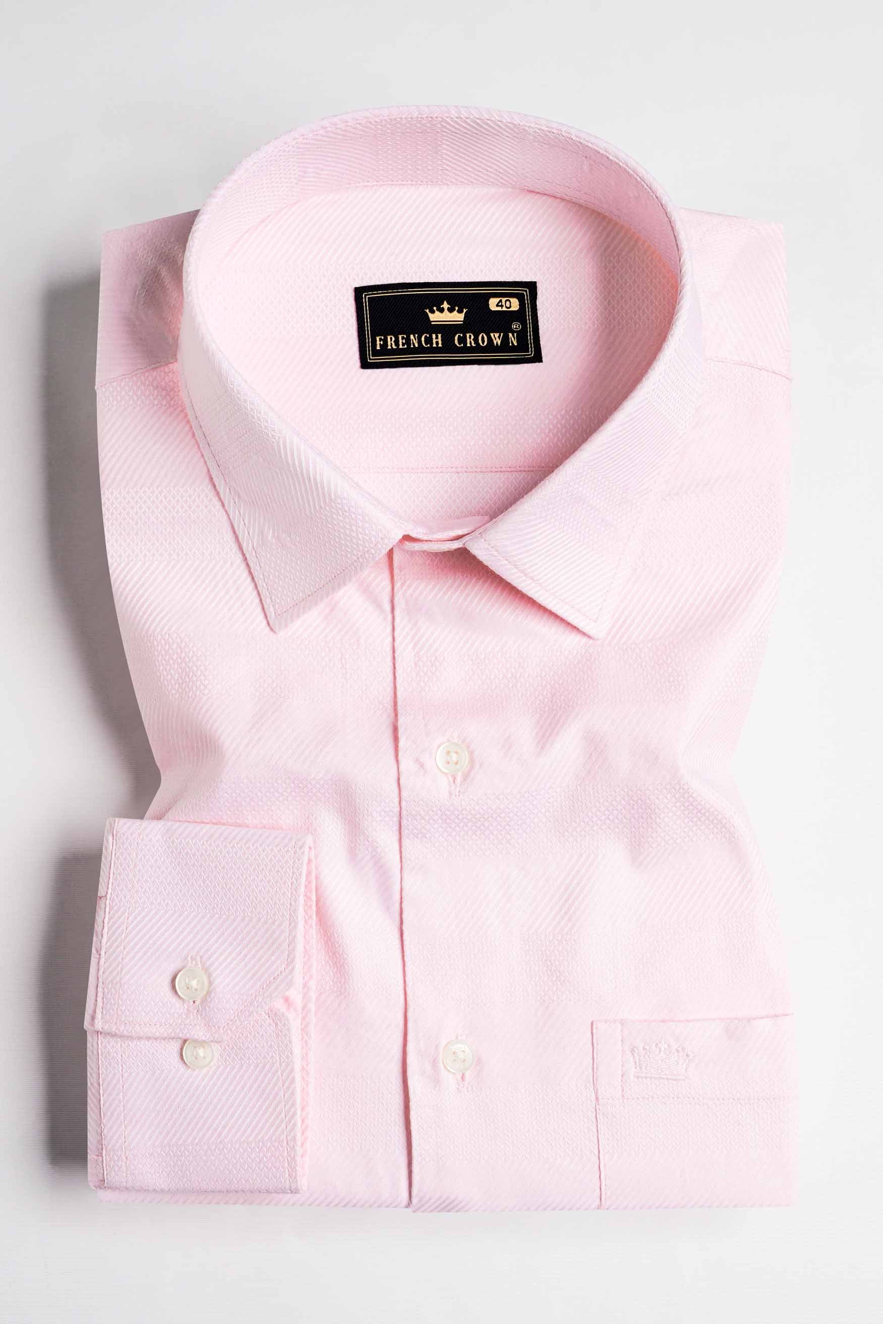 Cavern Peach Dobby Textured Premium Giza Cotton Shirt