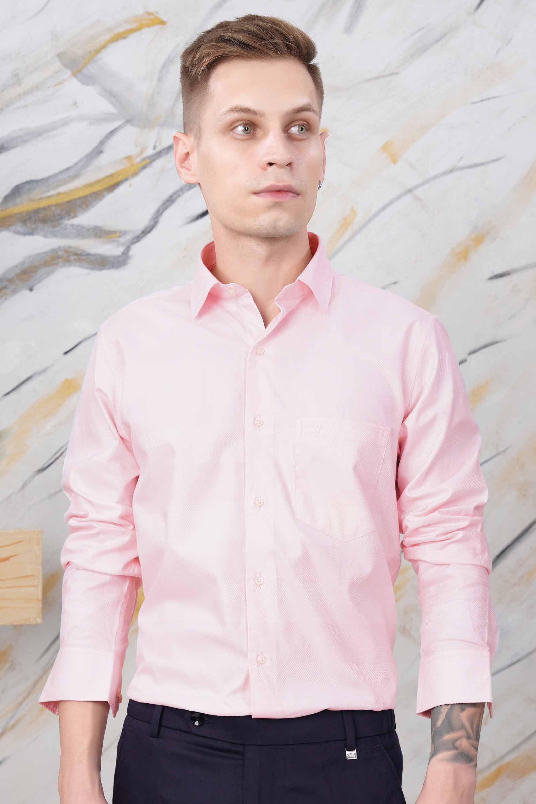 Cavern Peach Dobby Textured Premium Giza Cotton Shirt