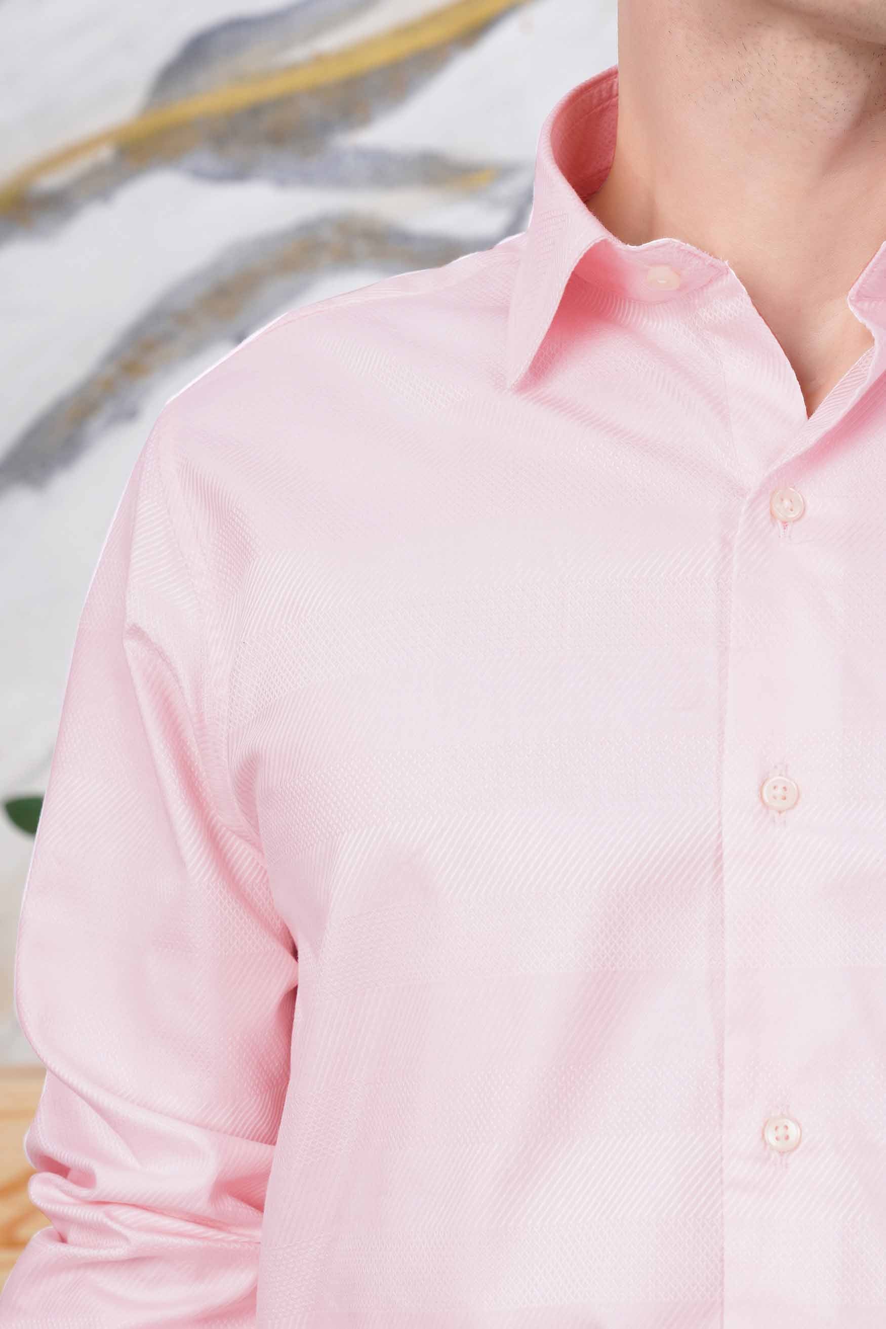 Cavern Peach Dobby Textured Premium Giza Cotton Shirt