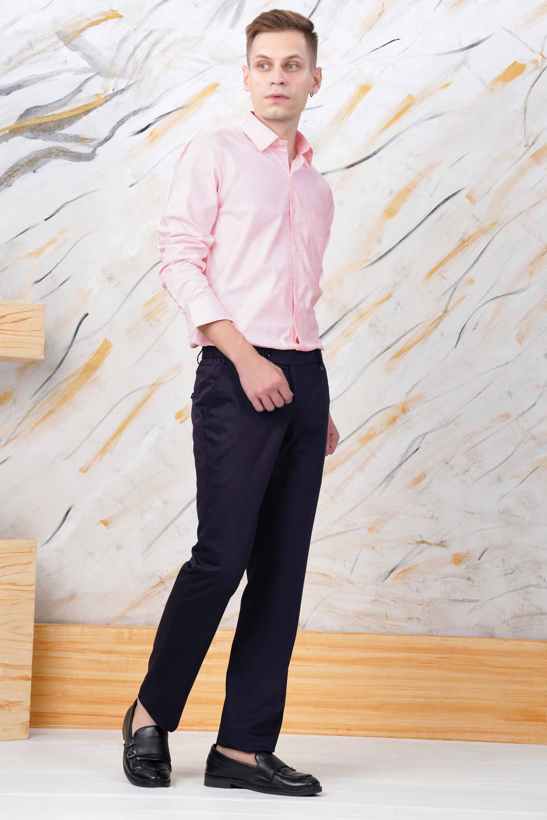 Cavern Peach Dobby Textured Premium Giza Cotton Shirt