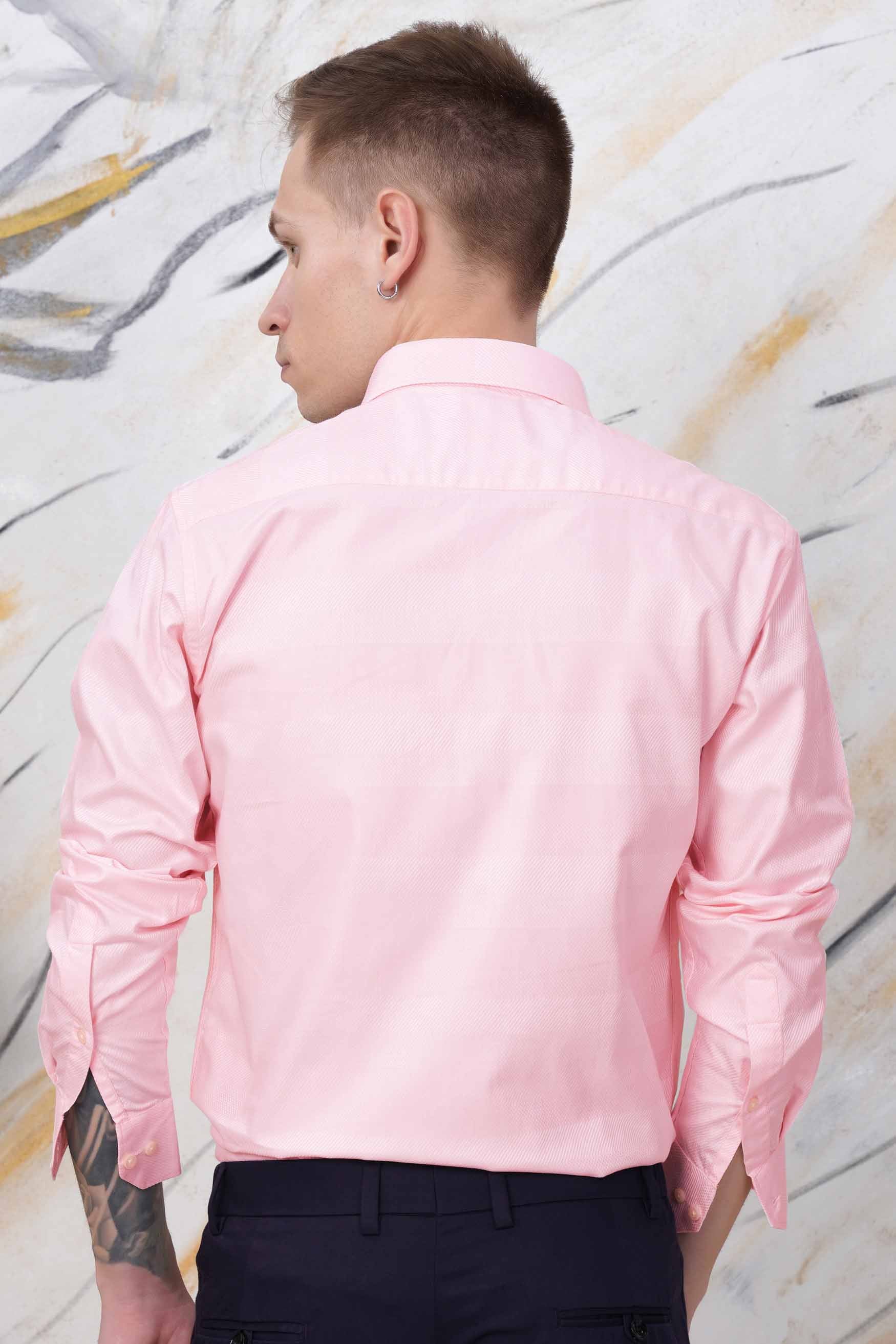 Cavern Peach Dobby Textured Premium Giza Cotton Shirt