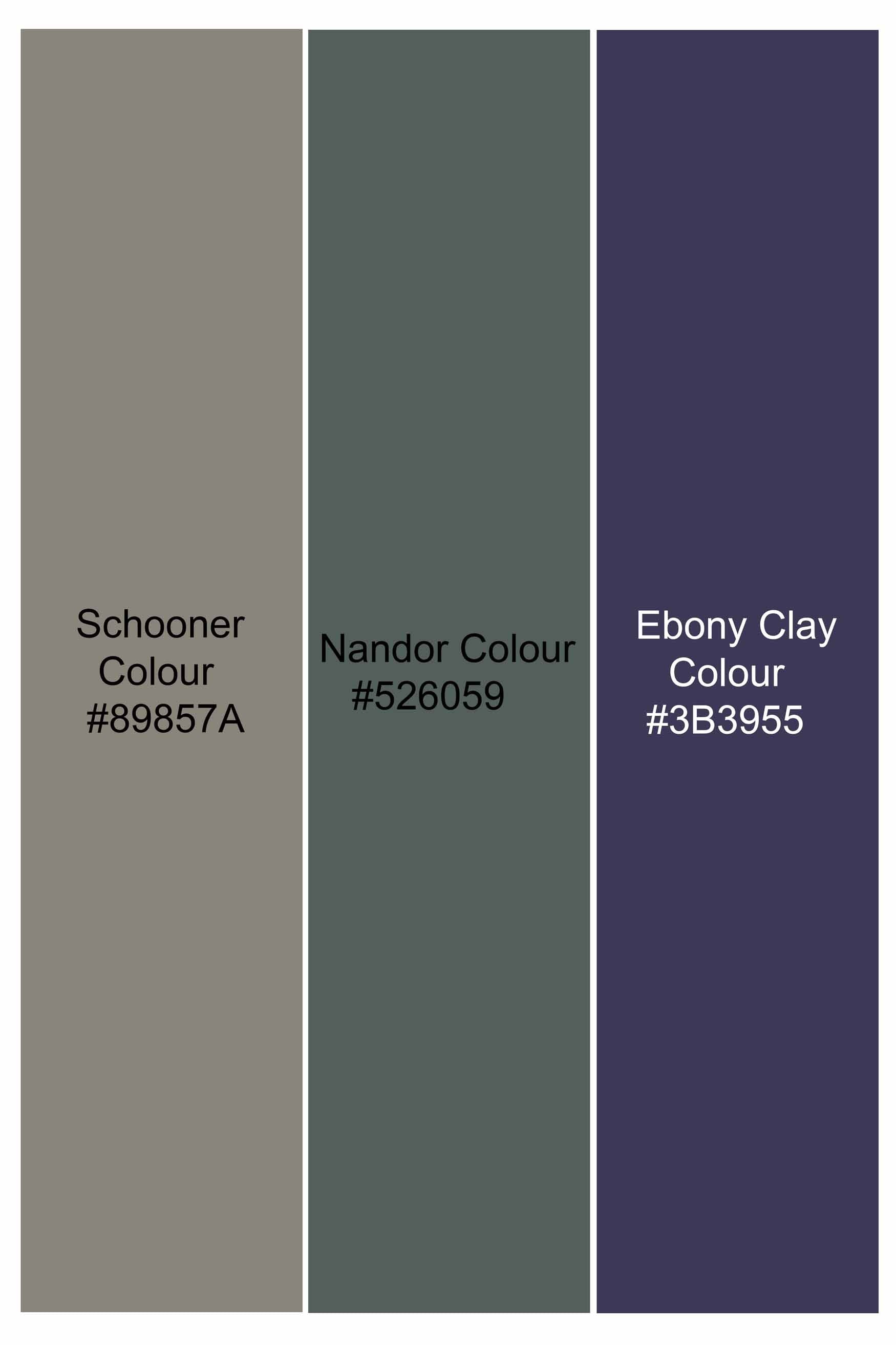 Schooner Brown with Nandor Green and Ebony Clay Blue Jacquard Textured Premium Giza Cotton Shirt