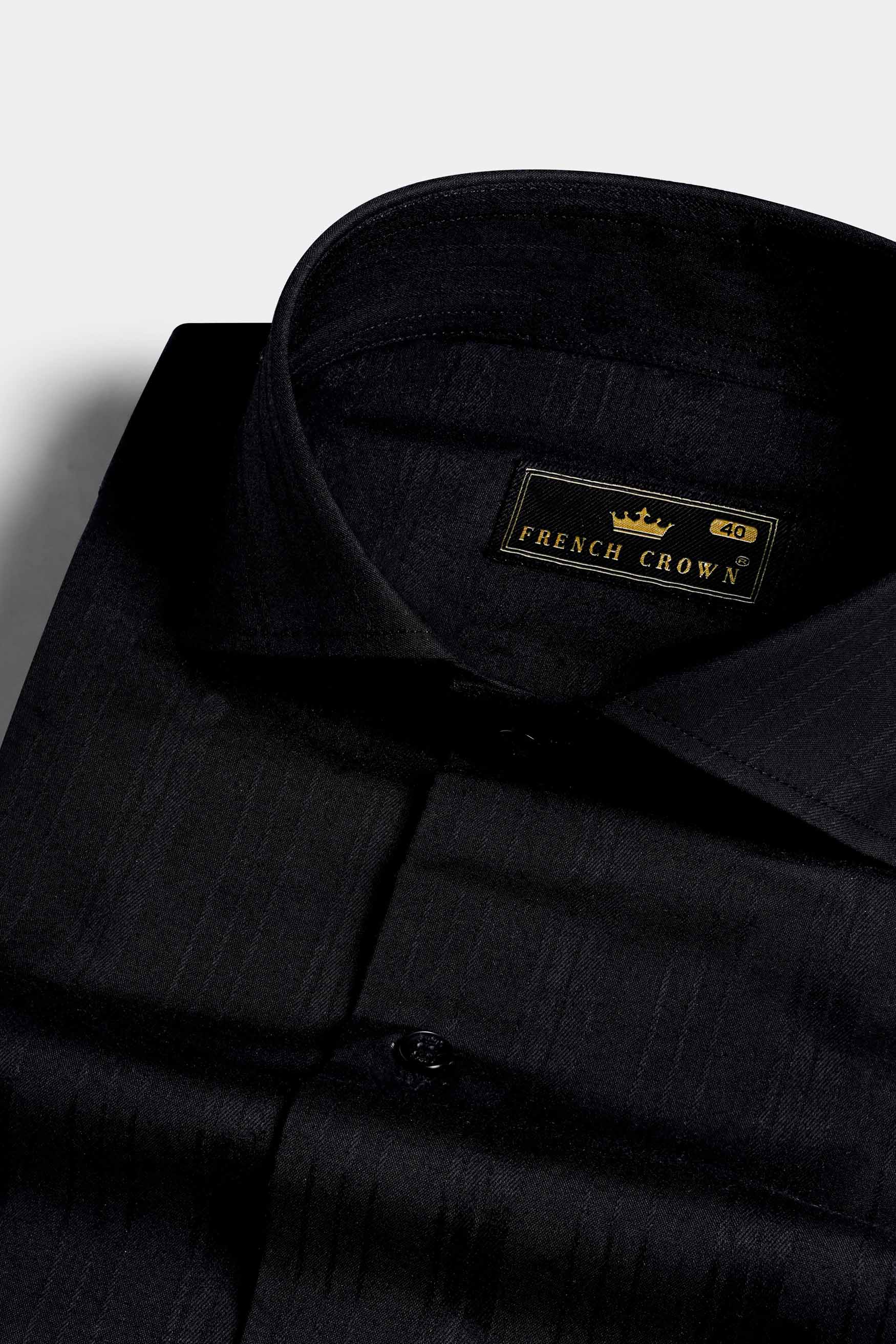 Jade Black Dobby Textured Premium Giza Cotton Shirt