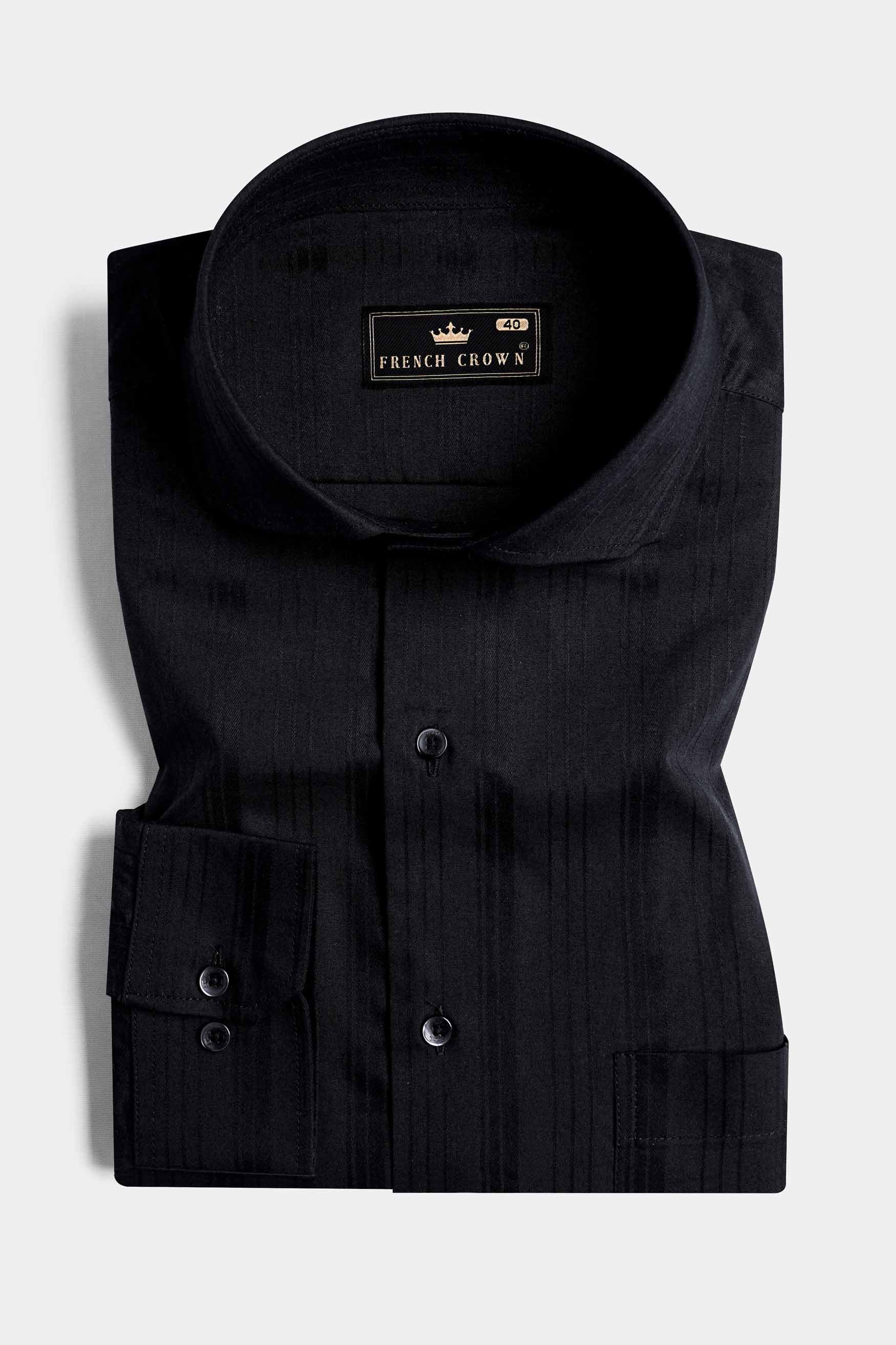 Jade Black Dobby Textured Premium Giza Cotton Shirt