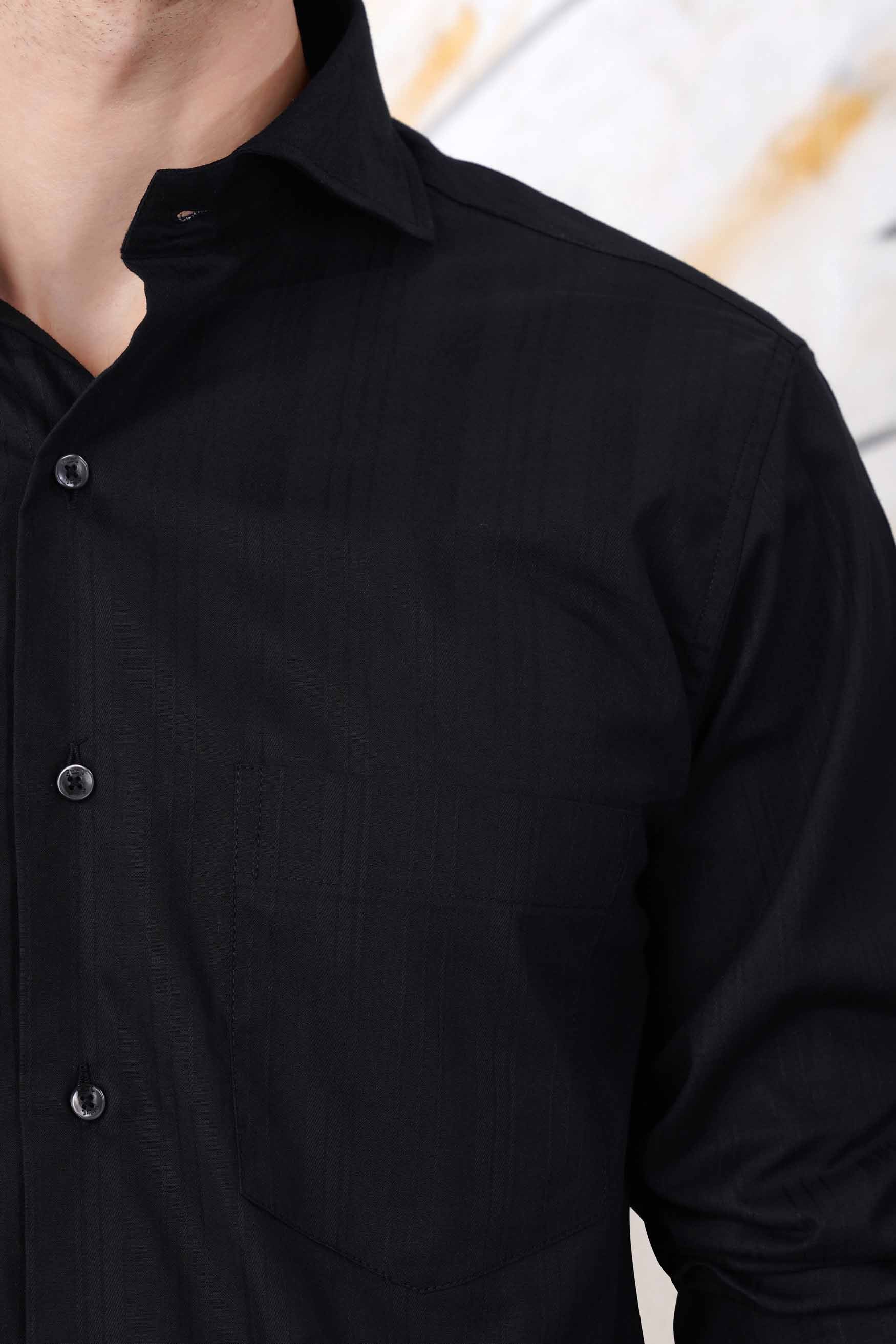 Jade Black Dobby Textured Premium Giza Cotton Shirt