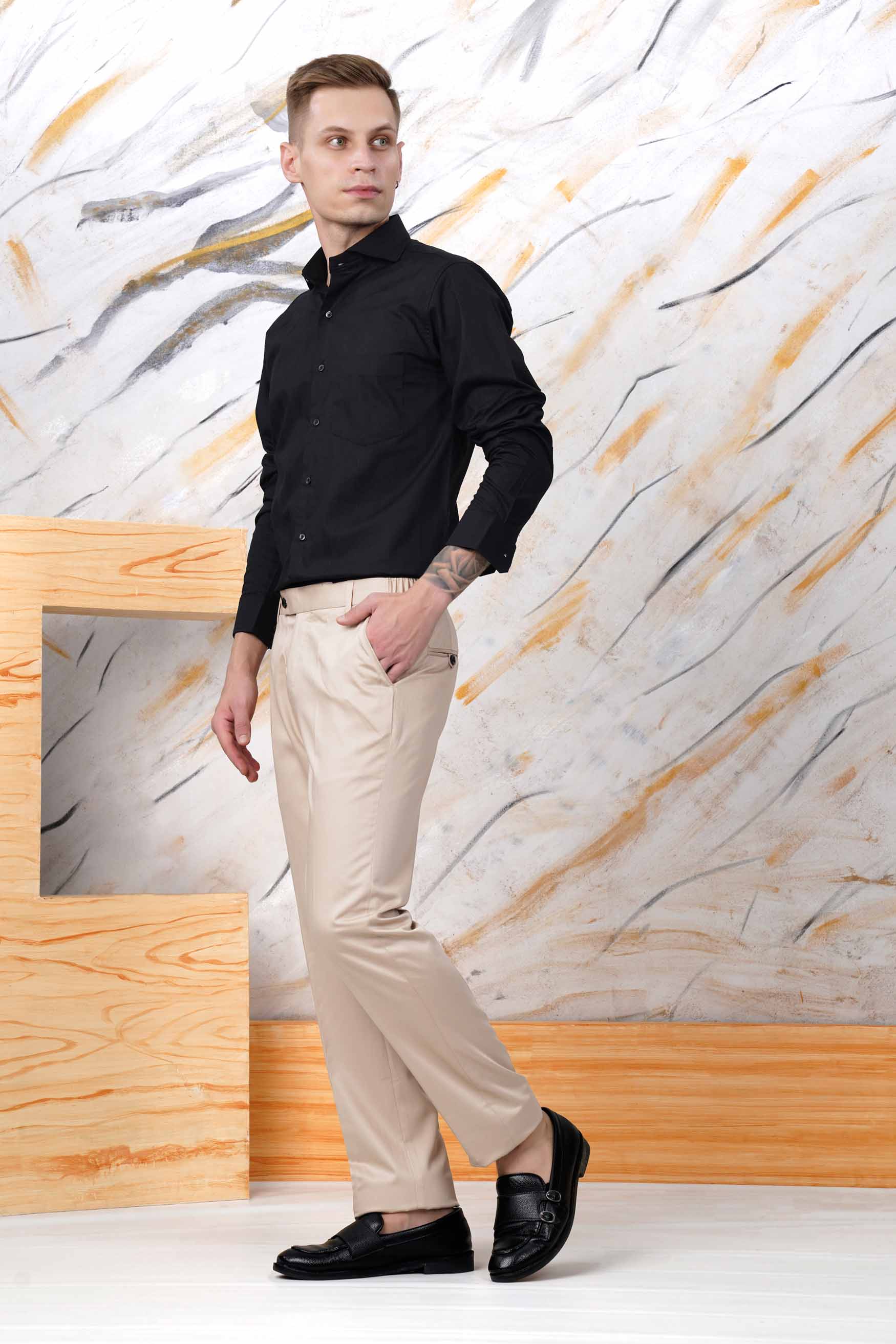 Jade Black Dobby Textured Premium Giza Cotton Shirt