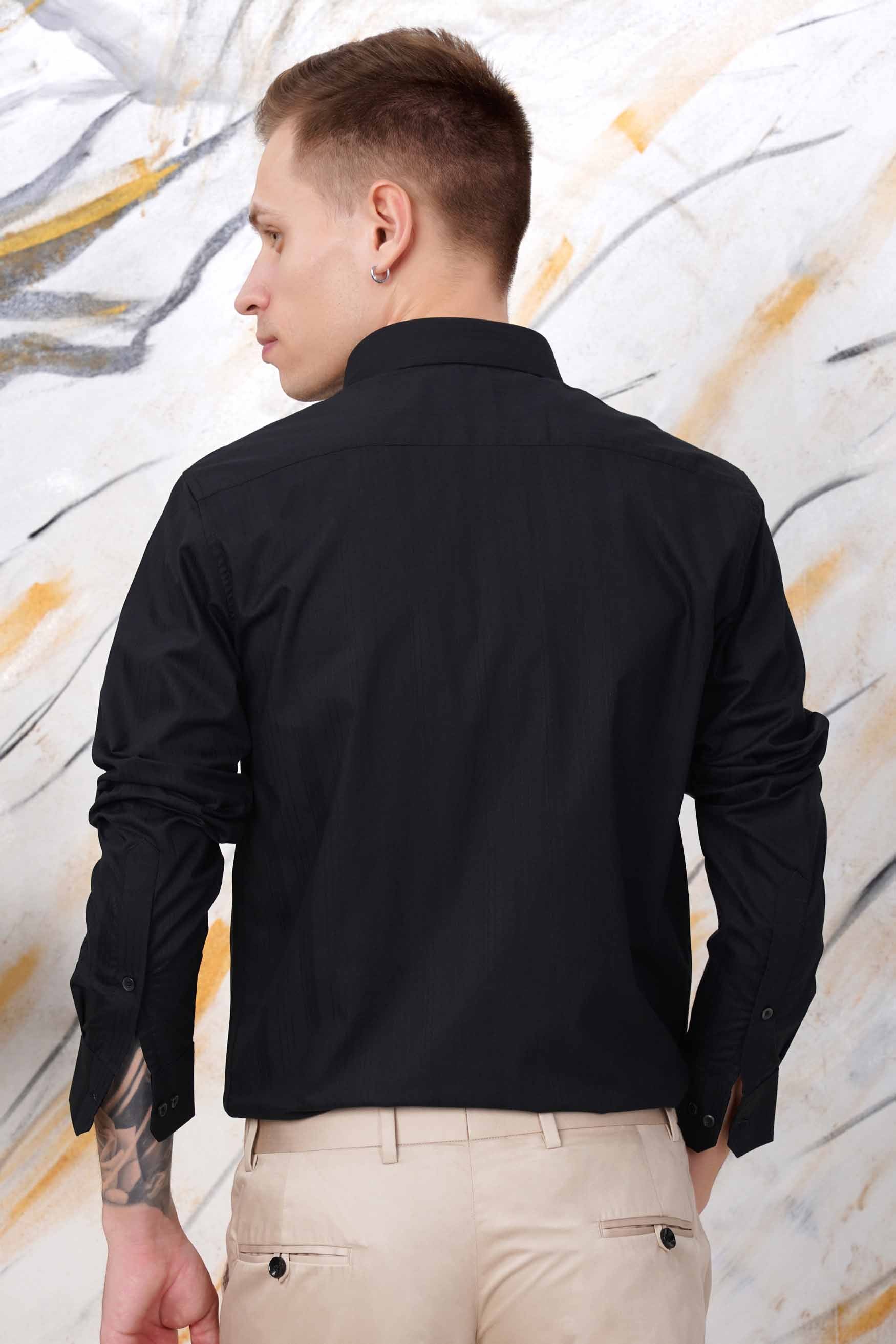Jade Black Dobby Textured Premium Giza Cotton Shirt