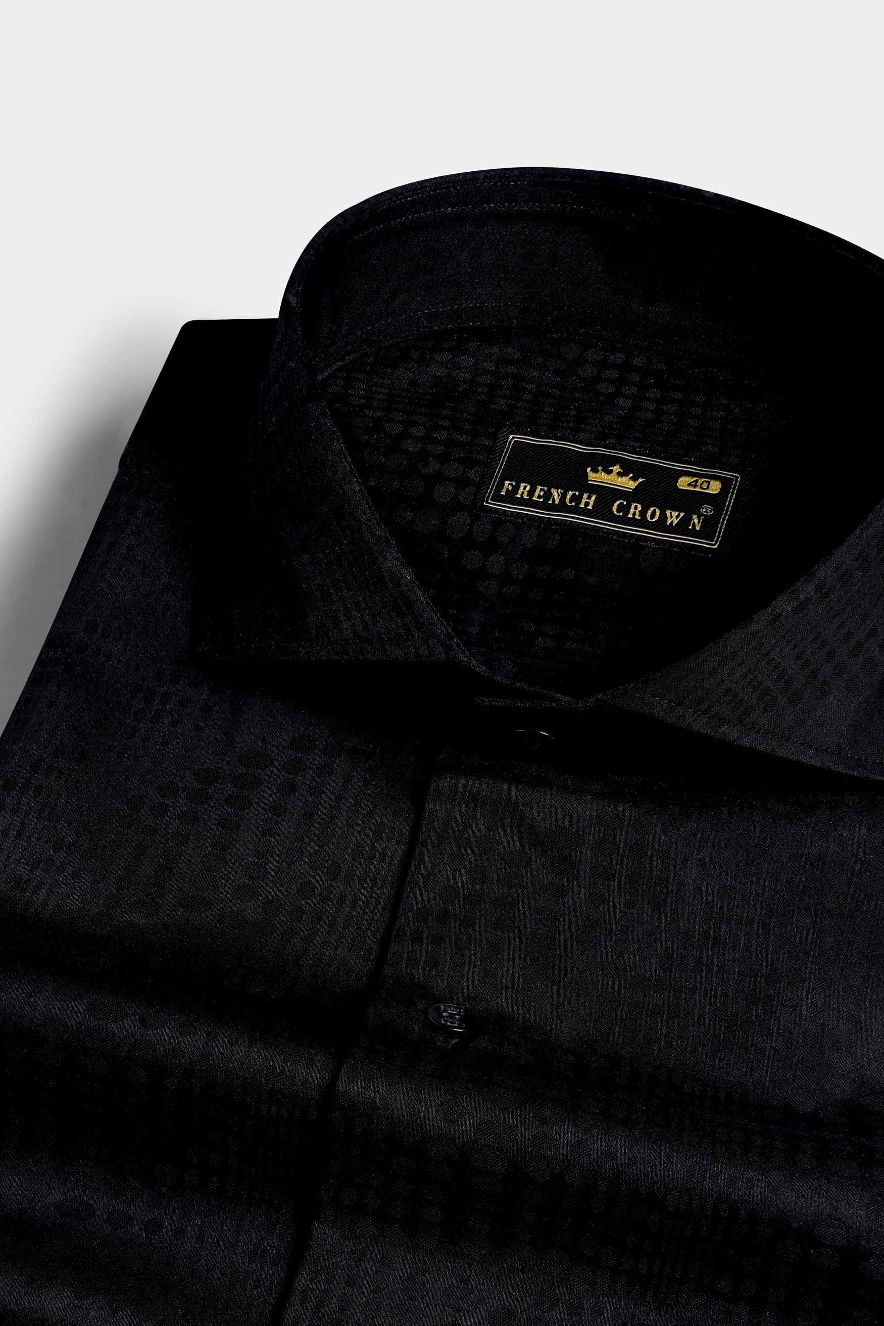 Jade Black Jacquard Textured Premium Giza Cotton Shirt