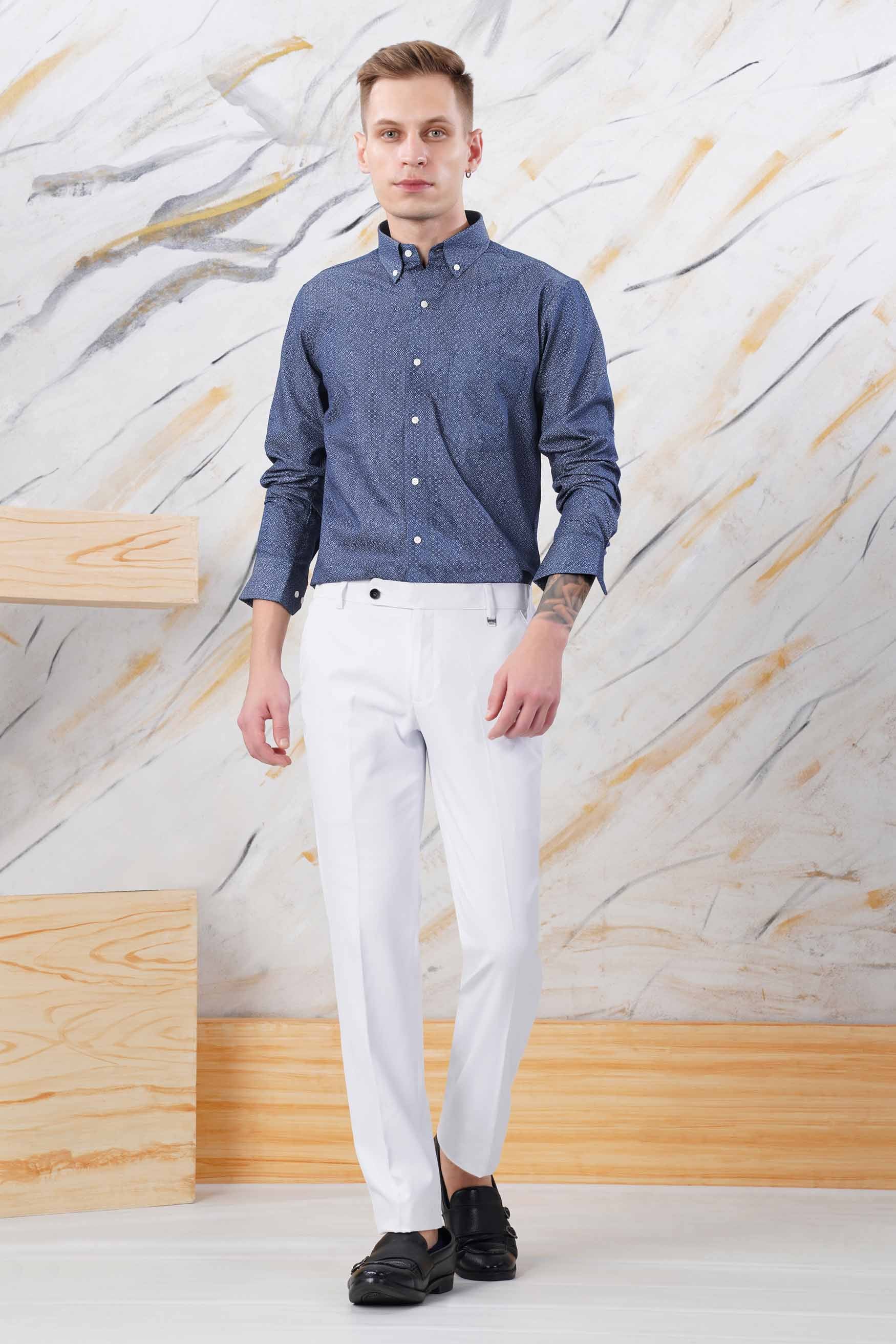 Cloud Burst Blue and Botticelli Blue Printed Chambray Shirt