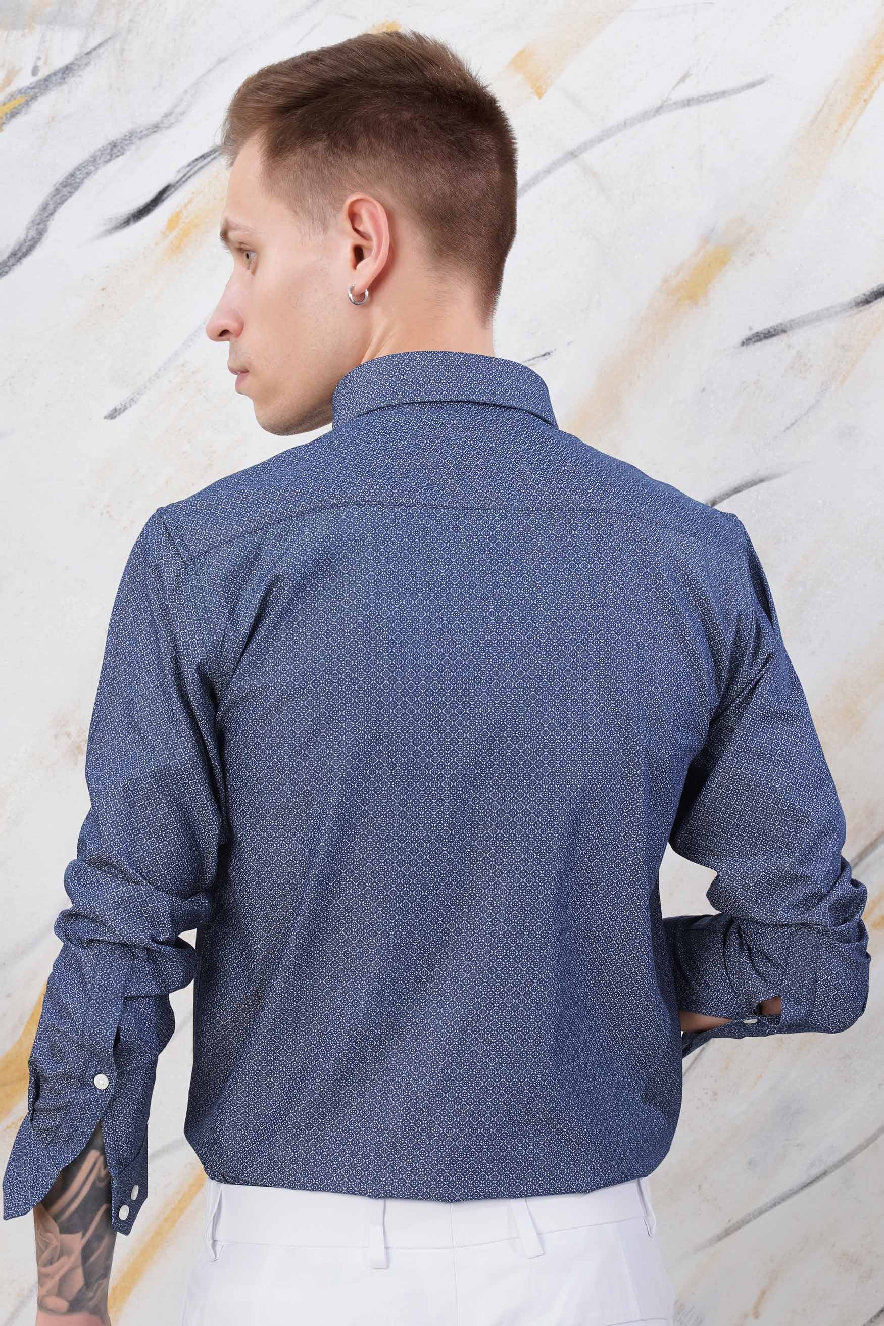 Cloud Burst Blue and Botticelli Blue Printed Chambray Shirt