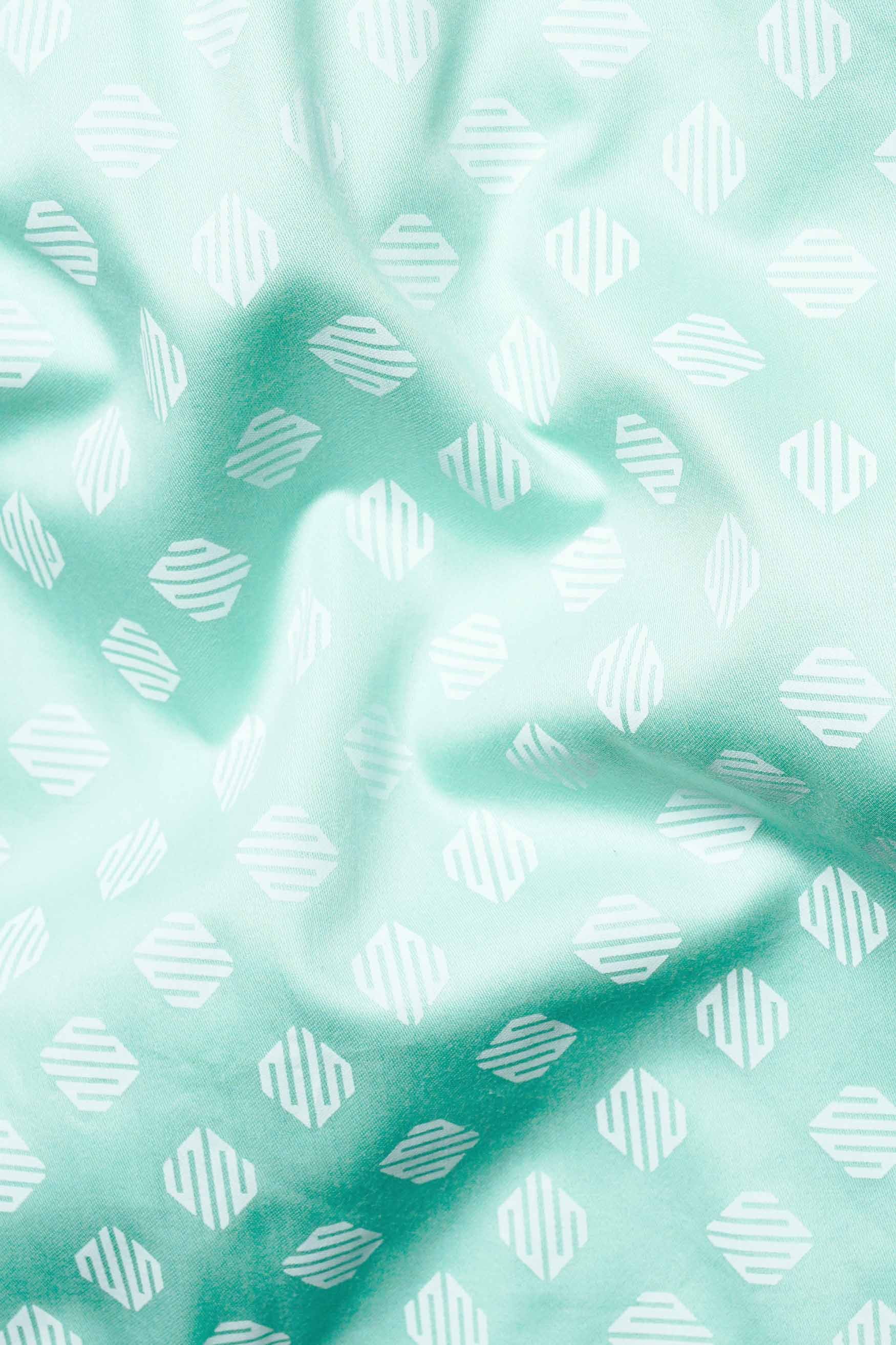 Chinook Green and White Printed Subtle Sheen Super Soft Premium Cotton Shirt