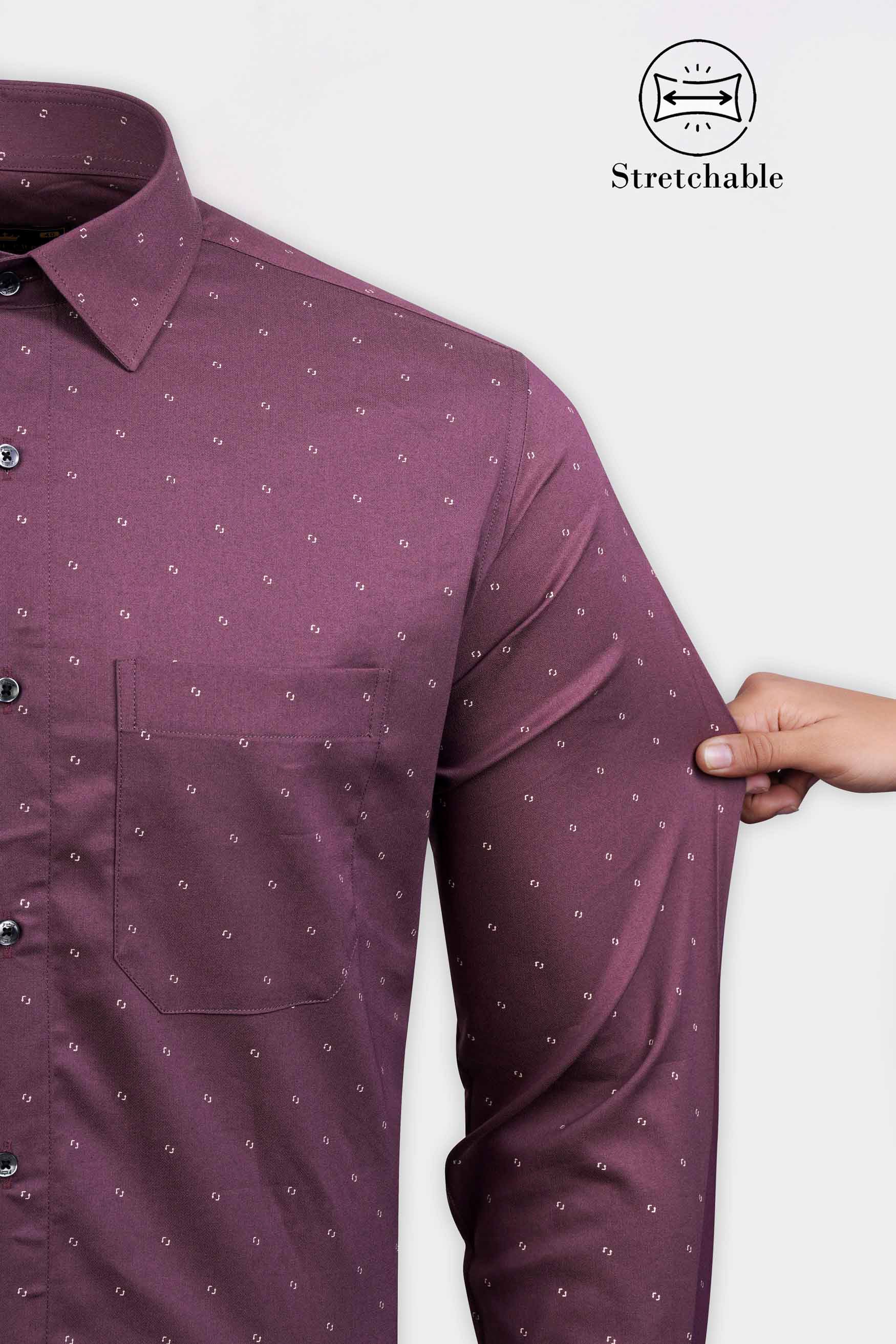 Byzantium Purple Printed Stretchable Herringbone Shirt