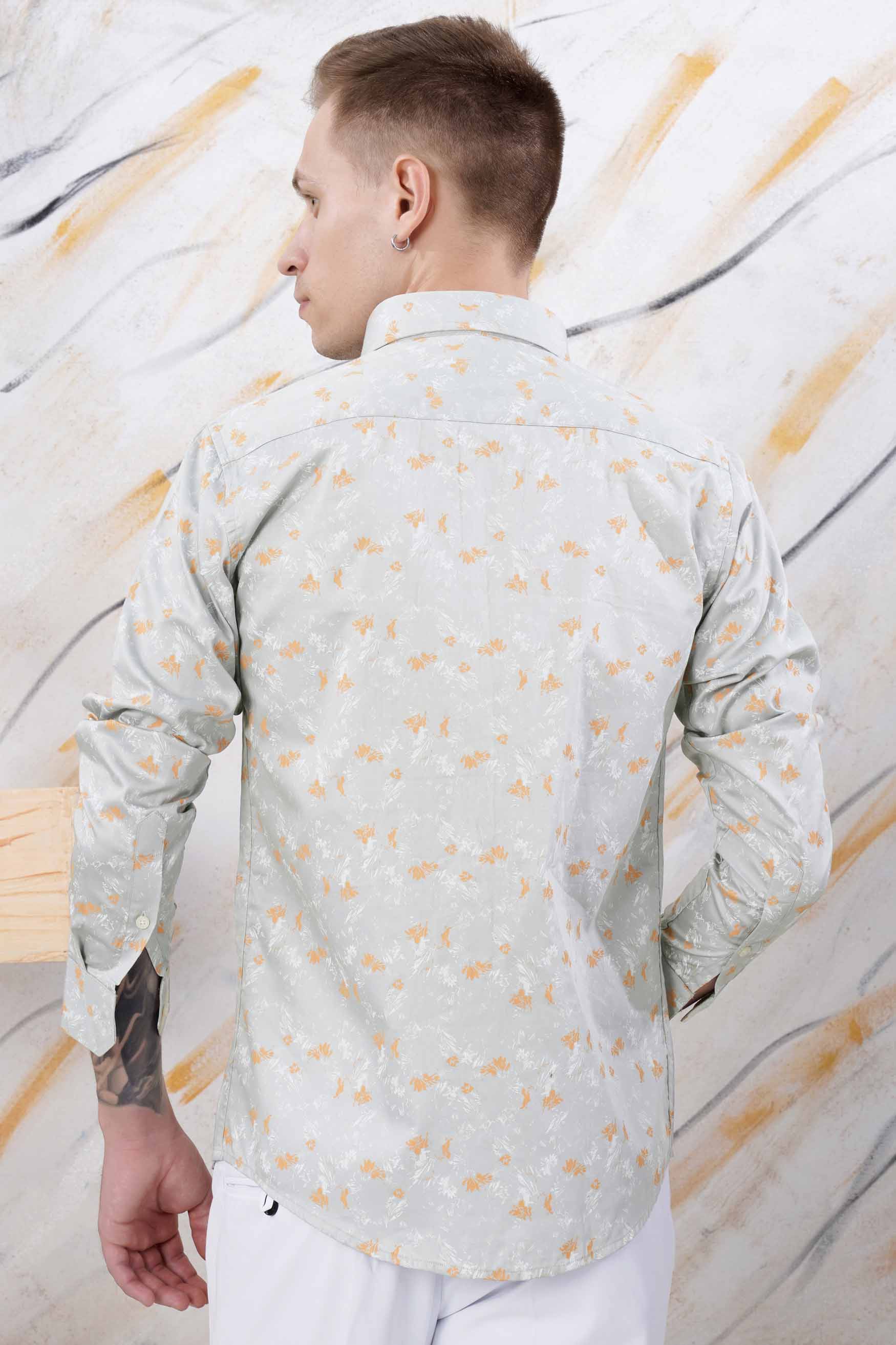 Gainsboro Gray Printed Subtle Sheen Super Soft Premium Cotton Shirt