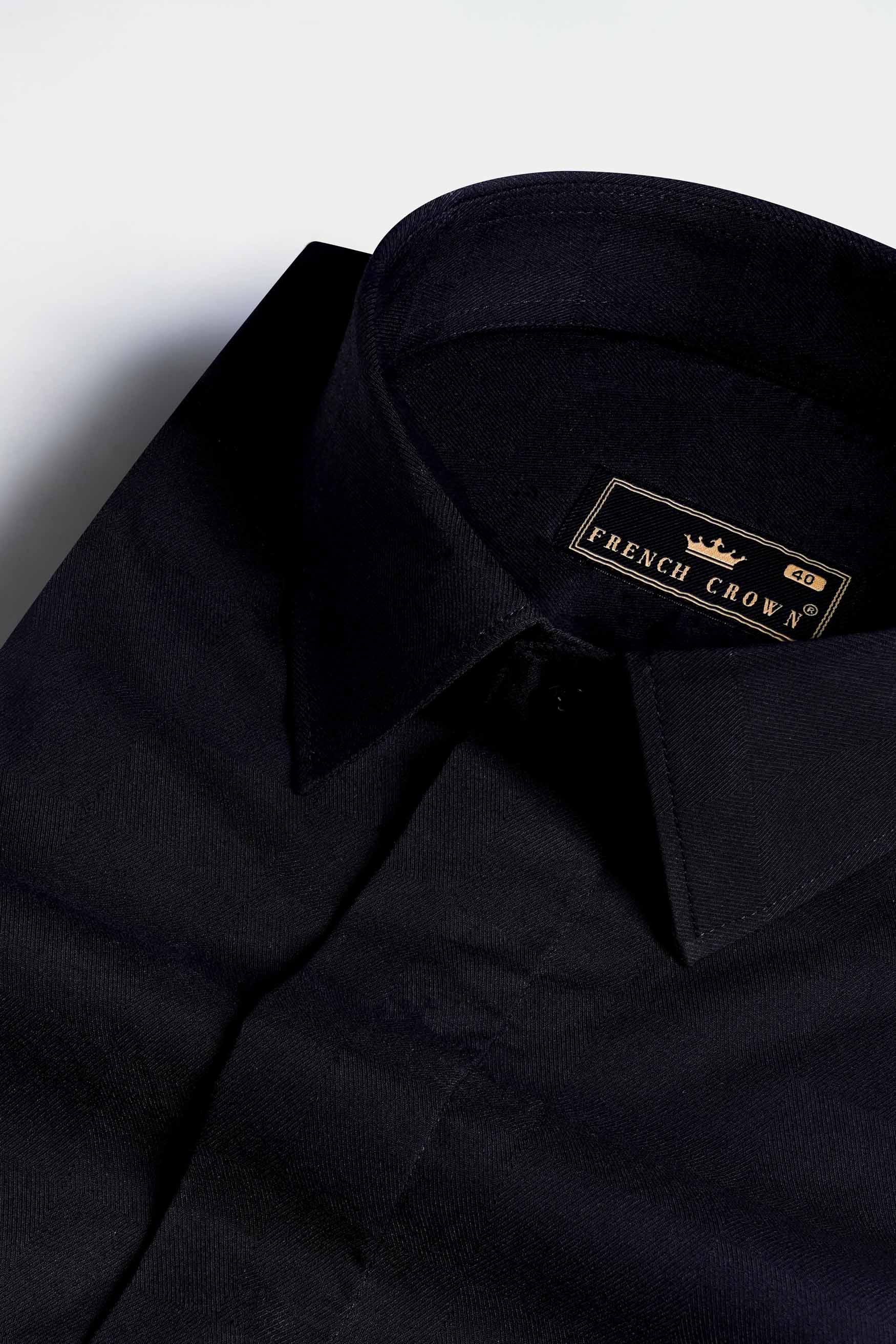Jade Black Tiger Face Stone Work Twill Premium Cotton Stretchable Designer Shirt