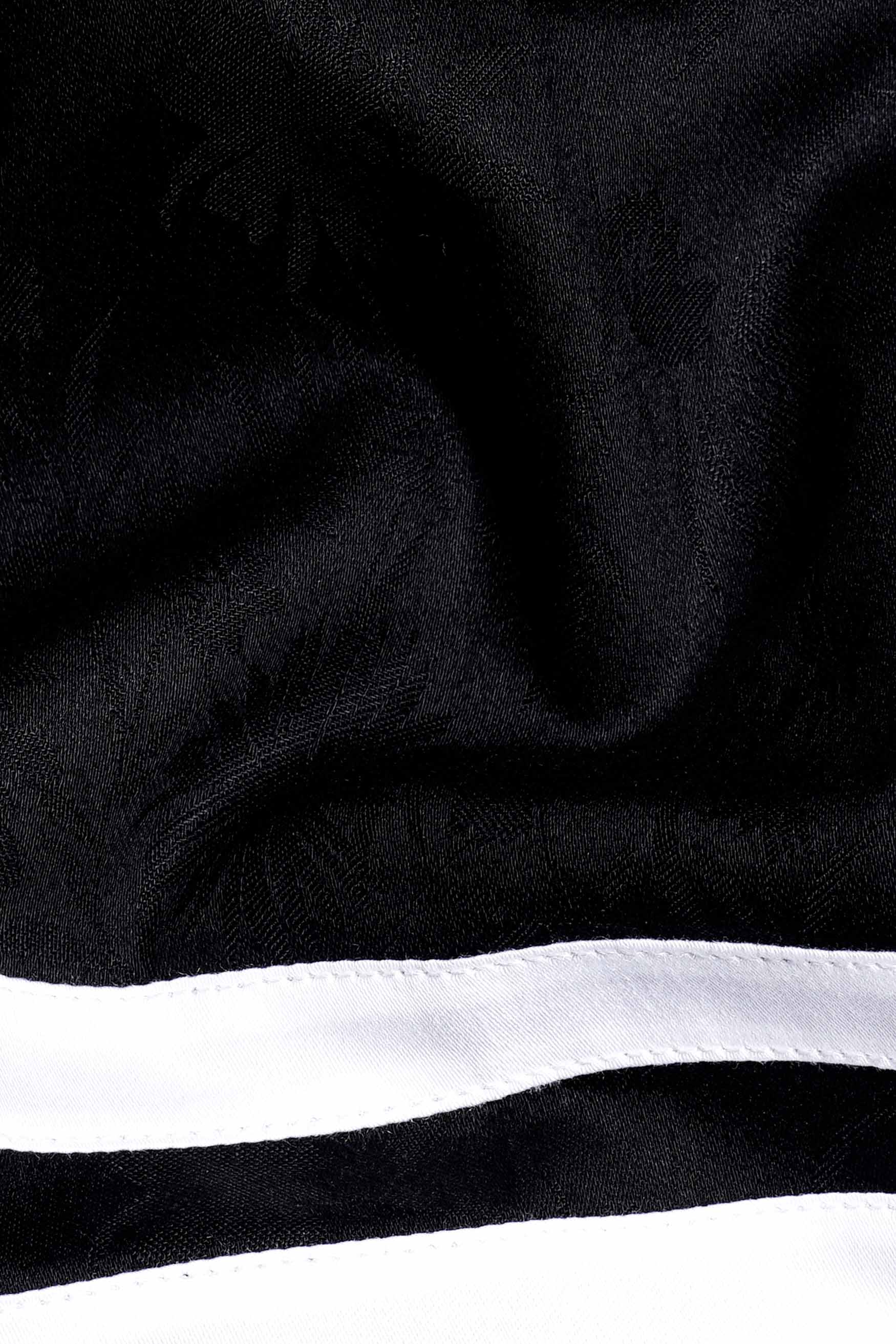 Jade Black Arm Striped Jacquard Textured Premium Giza Cotton Designer Shirt