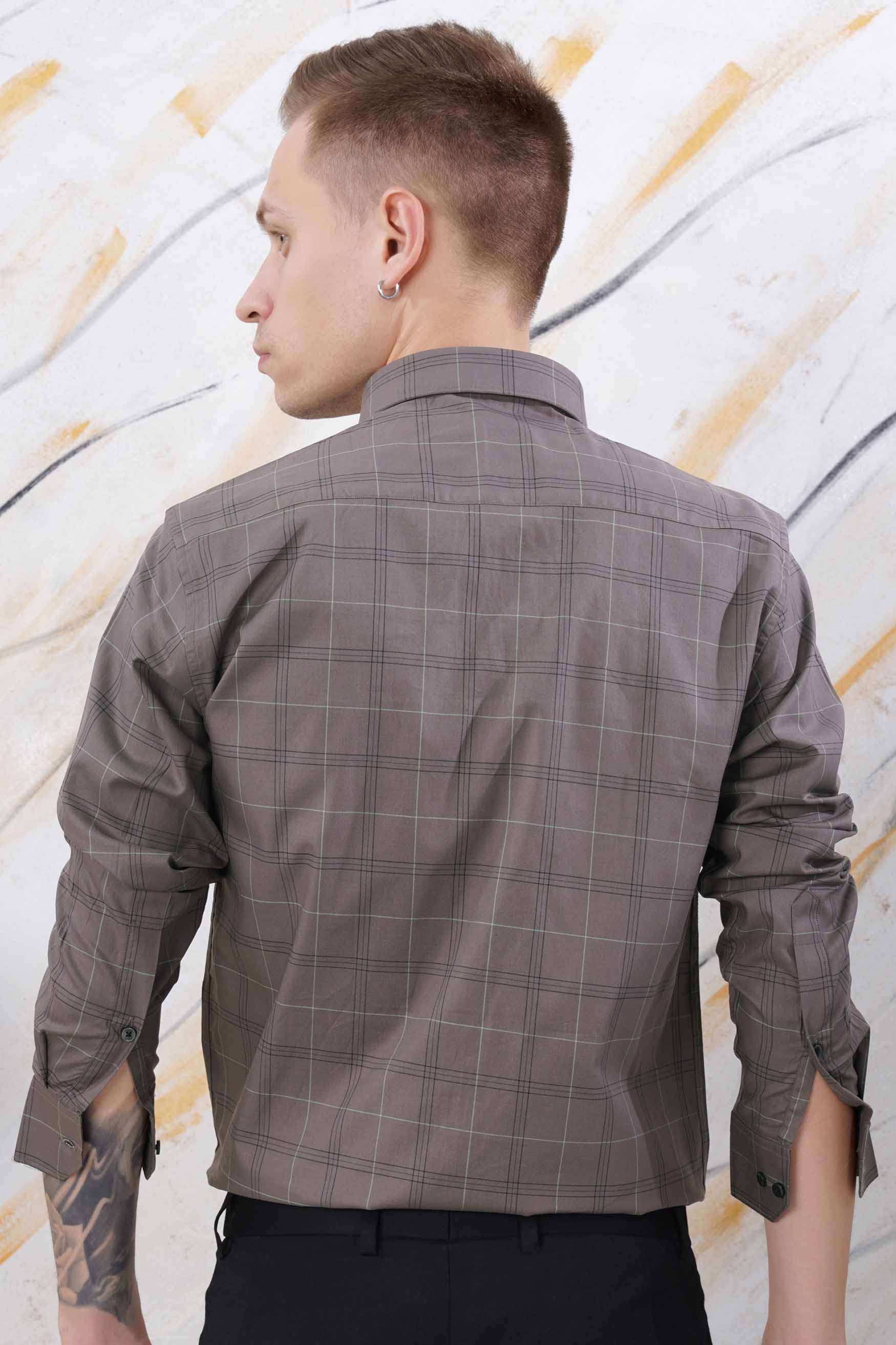 Schooner Brown and Mulled Purple Twill Plaid Premium Cotton Shirt