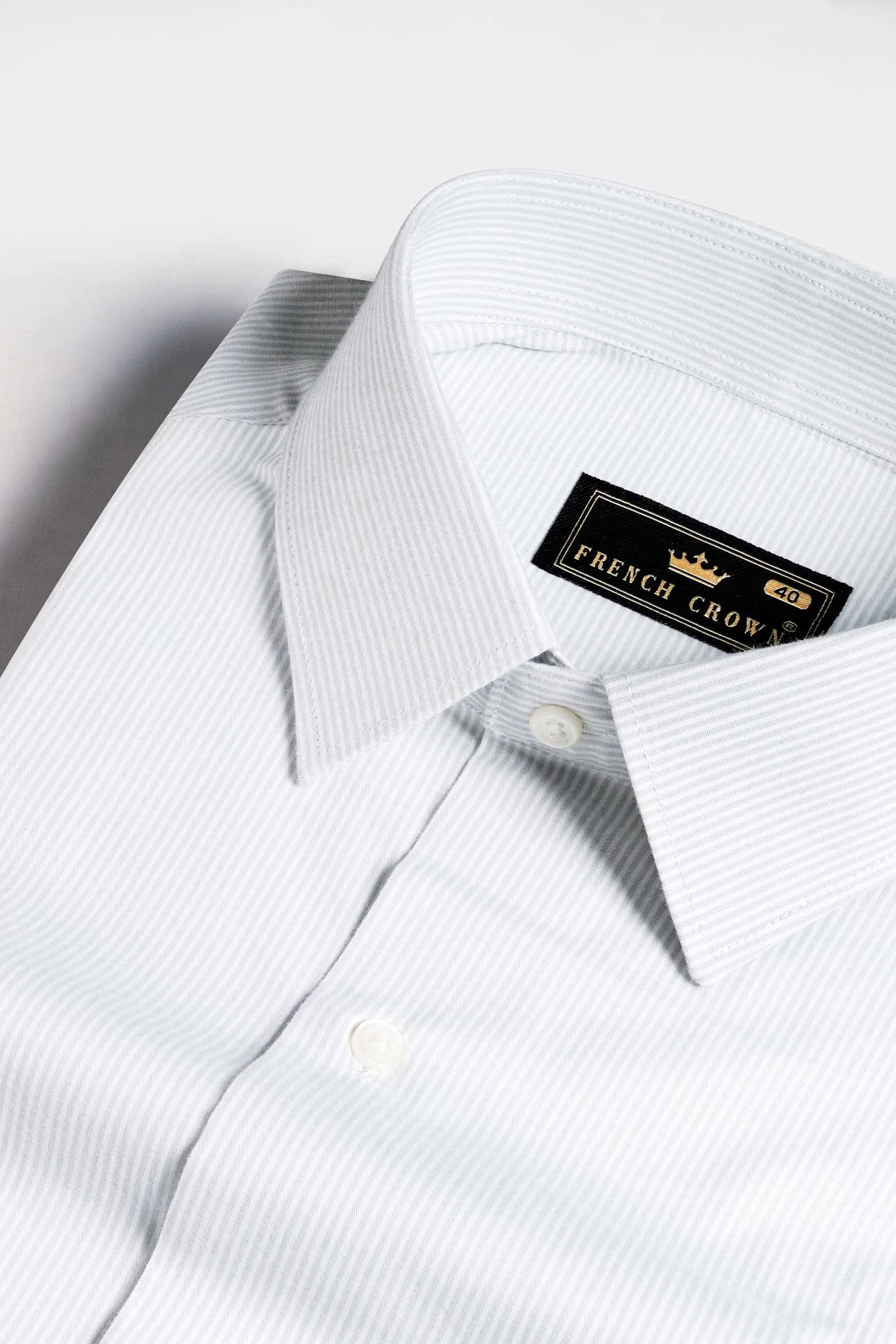 Gainsboro Gray and White Pinstriped Premium Cotton Shirt