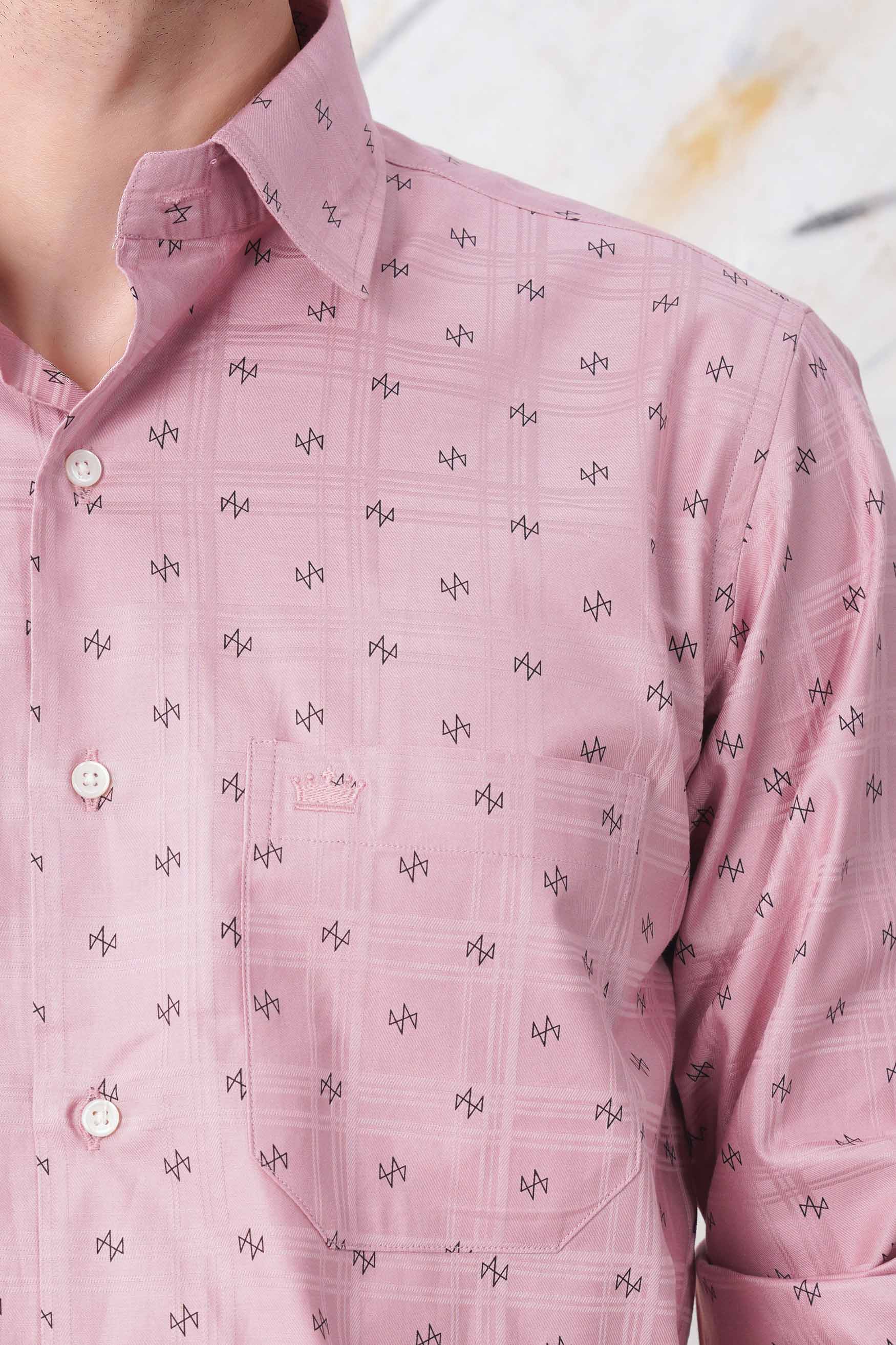 Careys Pink and Black Dobby Textured Premium Giza Cotton Shirt