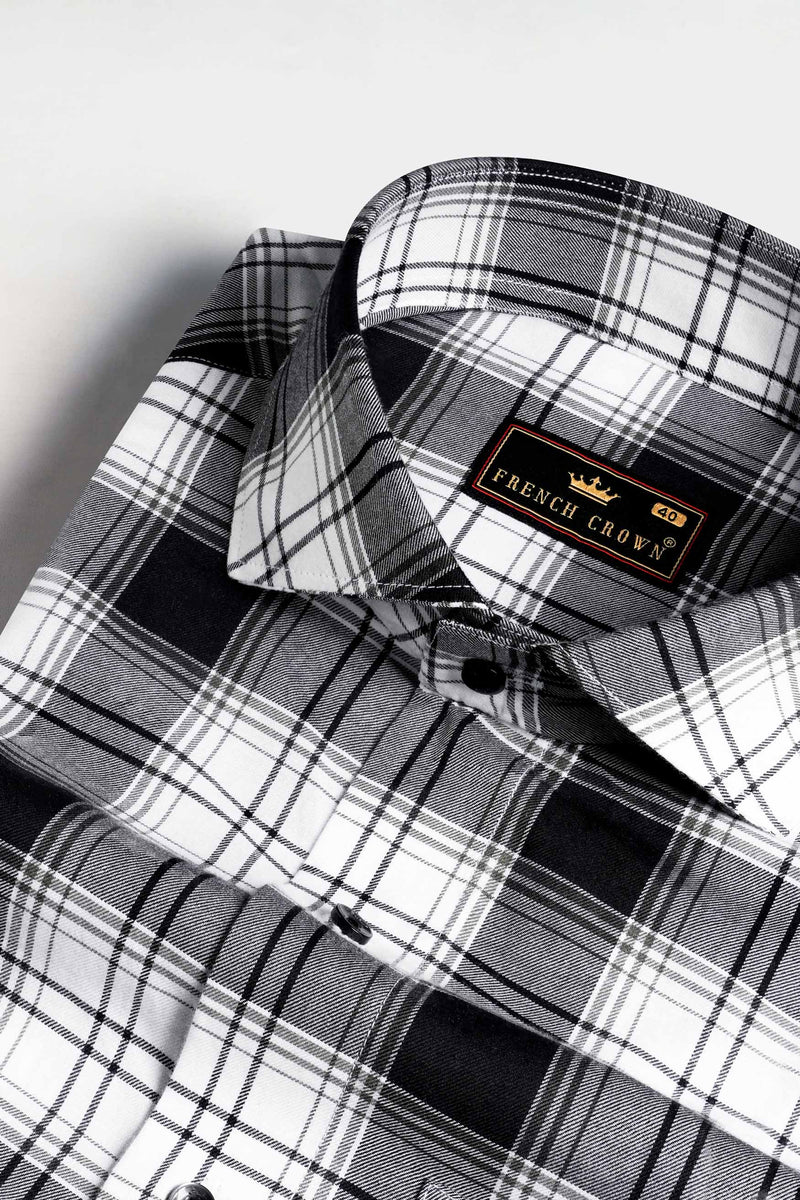 Jade Black and Oslo Gray Twill Plaid Premium Cotton Shirt