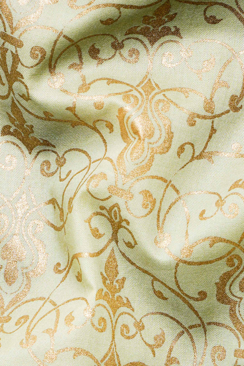 Careys Green and Copper Rust Gold Foil Printed Designer Shirt