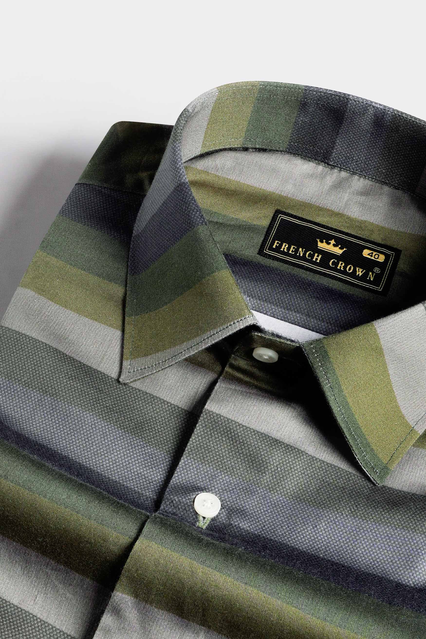 Tuatara Green and Oslo Gray Multicolour Subtle Sheen Super Soft Premium Cotton Shirt 11525-38, 11525-H-38, 11525-39, 11525-H-39, 11525-40, 11525-H-40, 11525-42, 11525-H-42, 11525-44, 11525-H-44, 11525-46, 11525-H-46, 11525-48, 11525-H-48, 11525-50, 11525-H-50, 11525-52, 11525-H-52