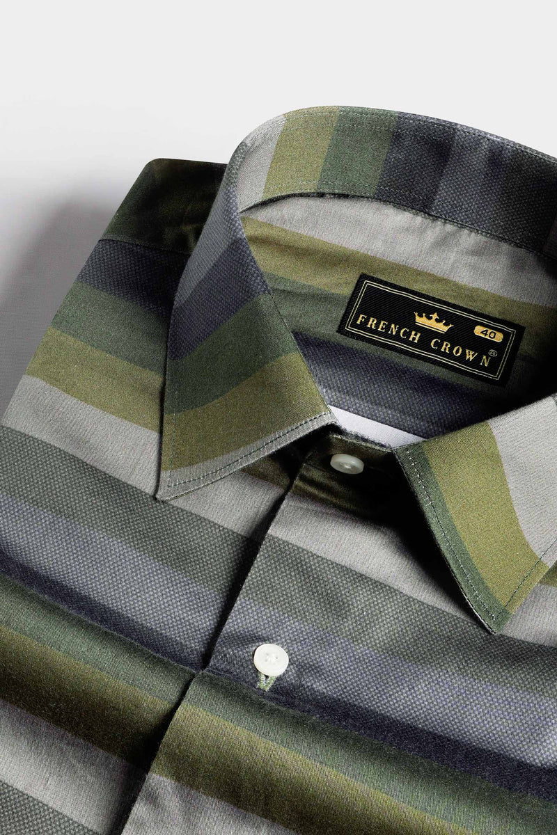 Tuatara Green and Oslo Gray Multicolour Subtle Sheen Super Soft Premium Cotton Shirt
