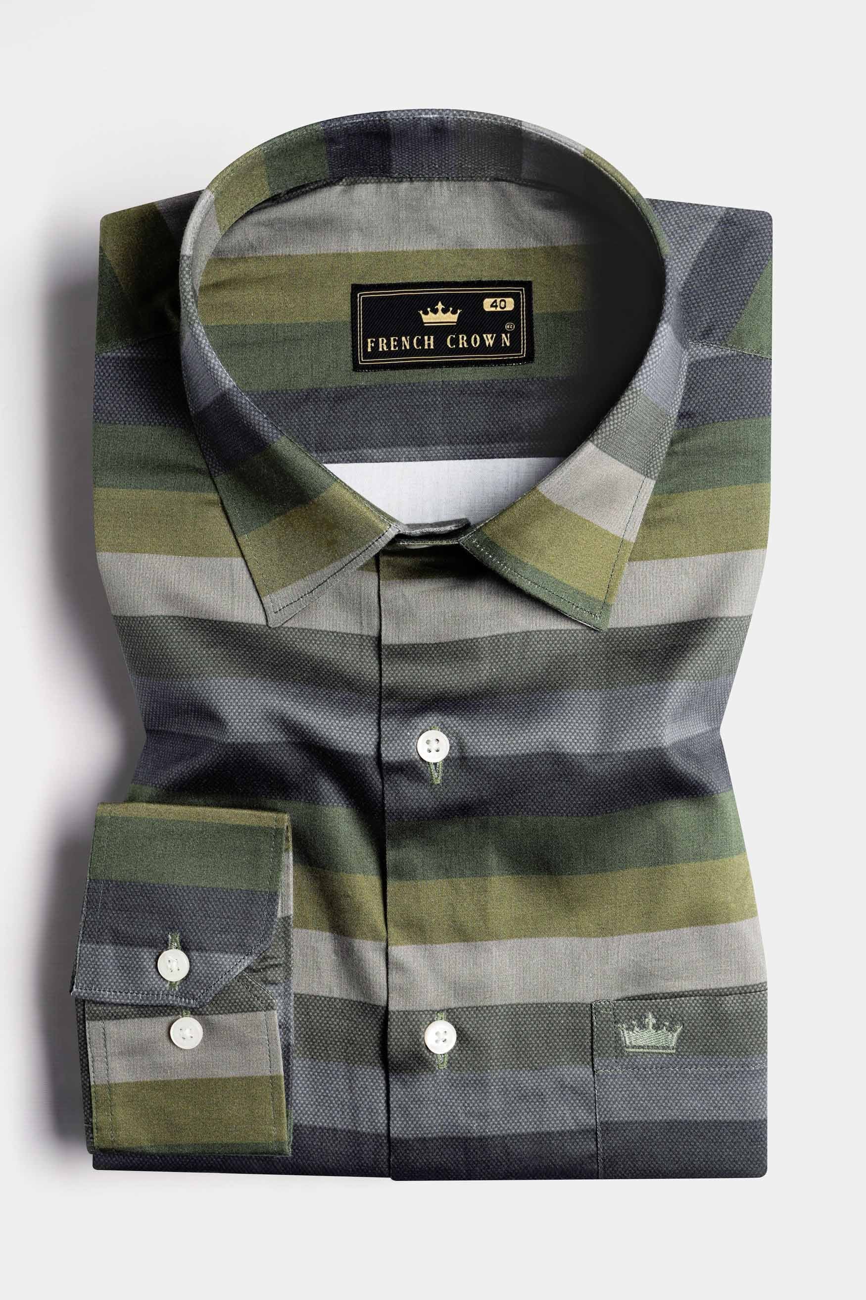 Tuatara Green and Oslo Gray Multicolour Subtle Sheen Super Soft Premium Cotton Shirt 11525-38, 11525-H-38, 11525-39, 11525-H-39, 11525-40, 11525-H-40, 11525-42, 11525-H-42, 11525-44, 11525-H-44, 11525-46, 11525-H-46, 11525-48, 11525-H-48, 11525-50, 11525-H-50, 11525-52, 11525-H-52